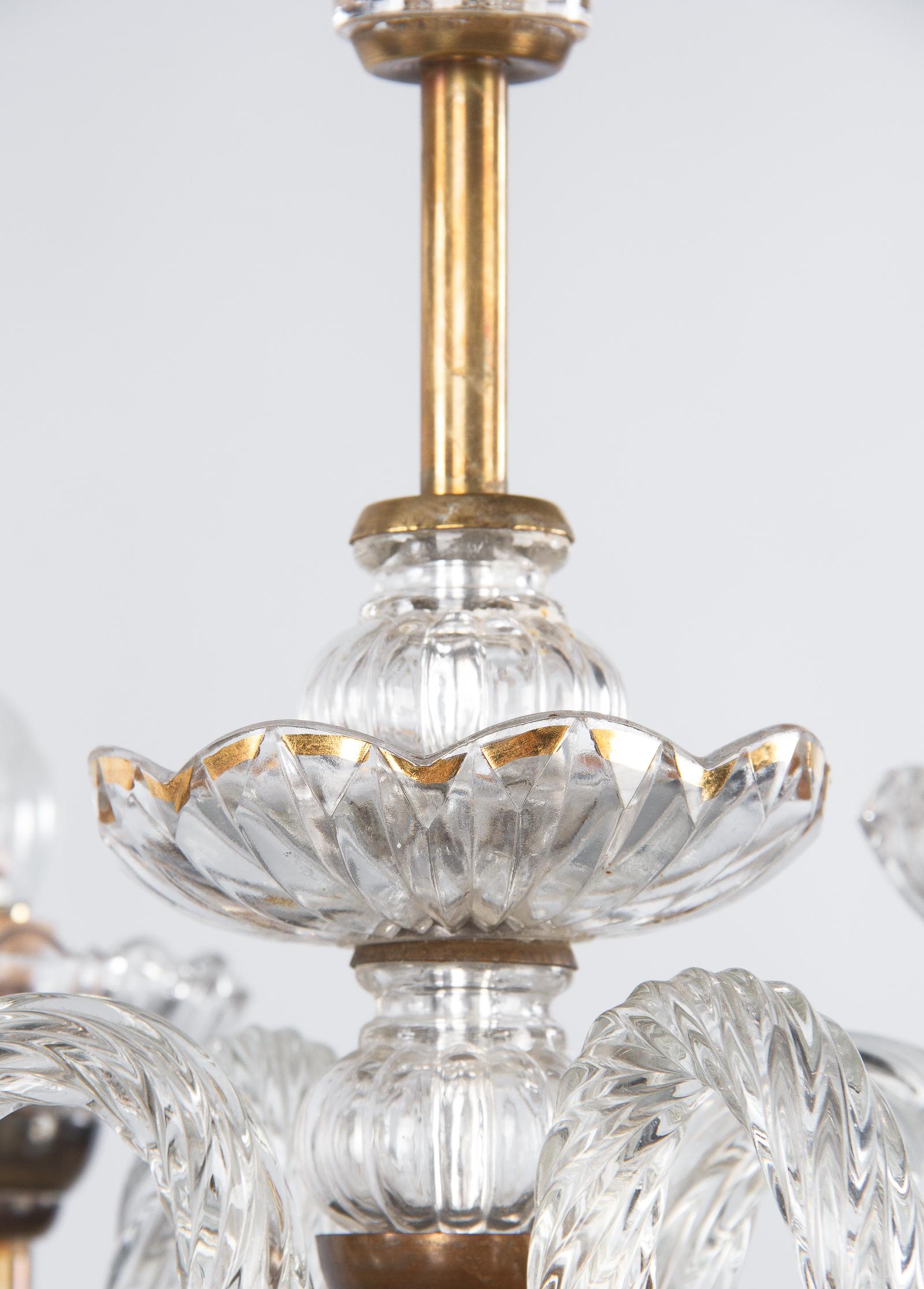 1940s Petite Murano Glass 4-Light Chandelier by Barovier 1
