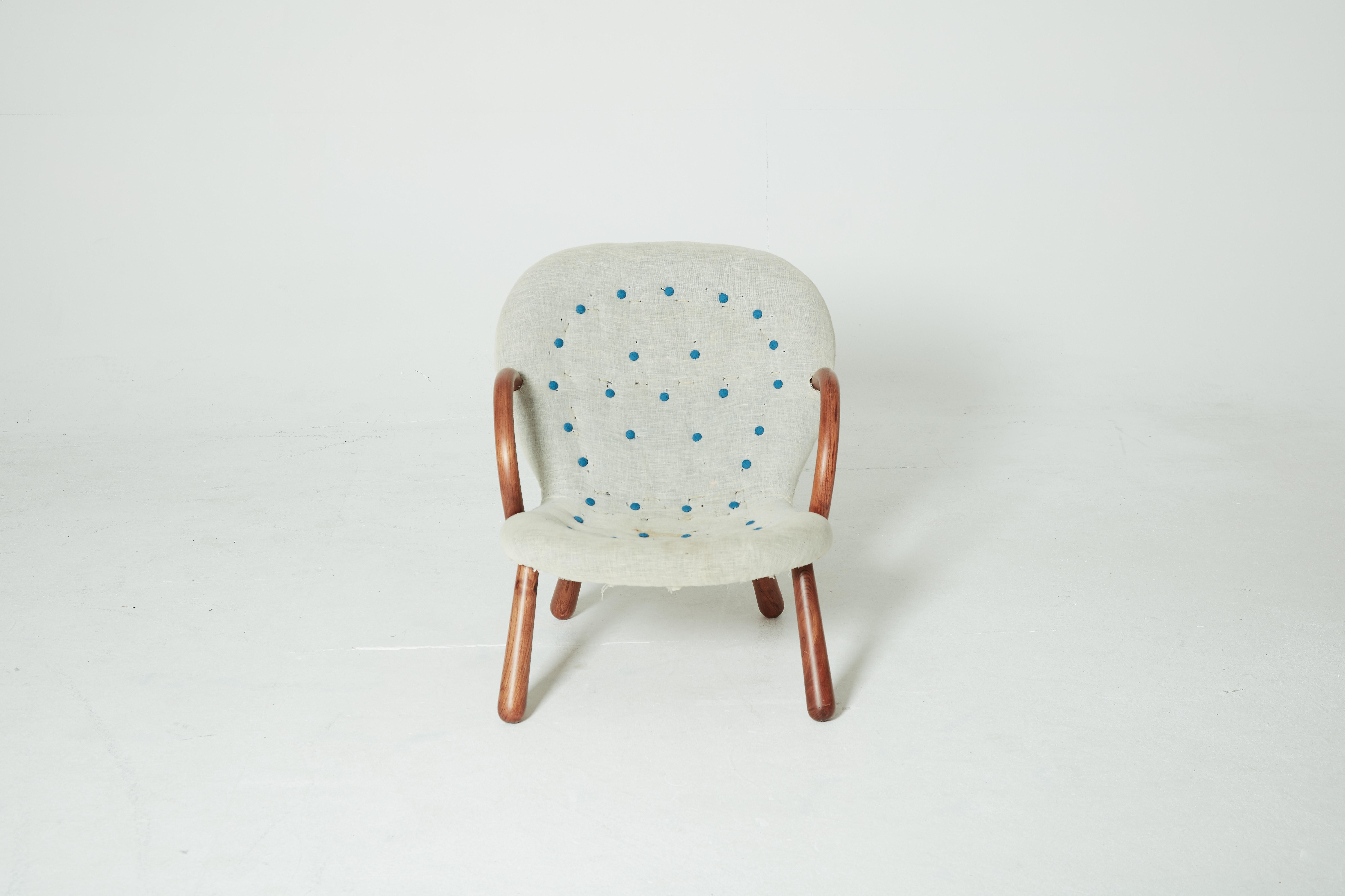 Scandinavian Modern 1940s Philip Arctander Clam Chair with Complimentary Re-Upholstery