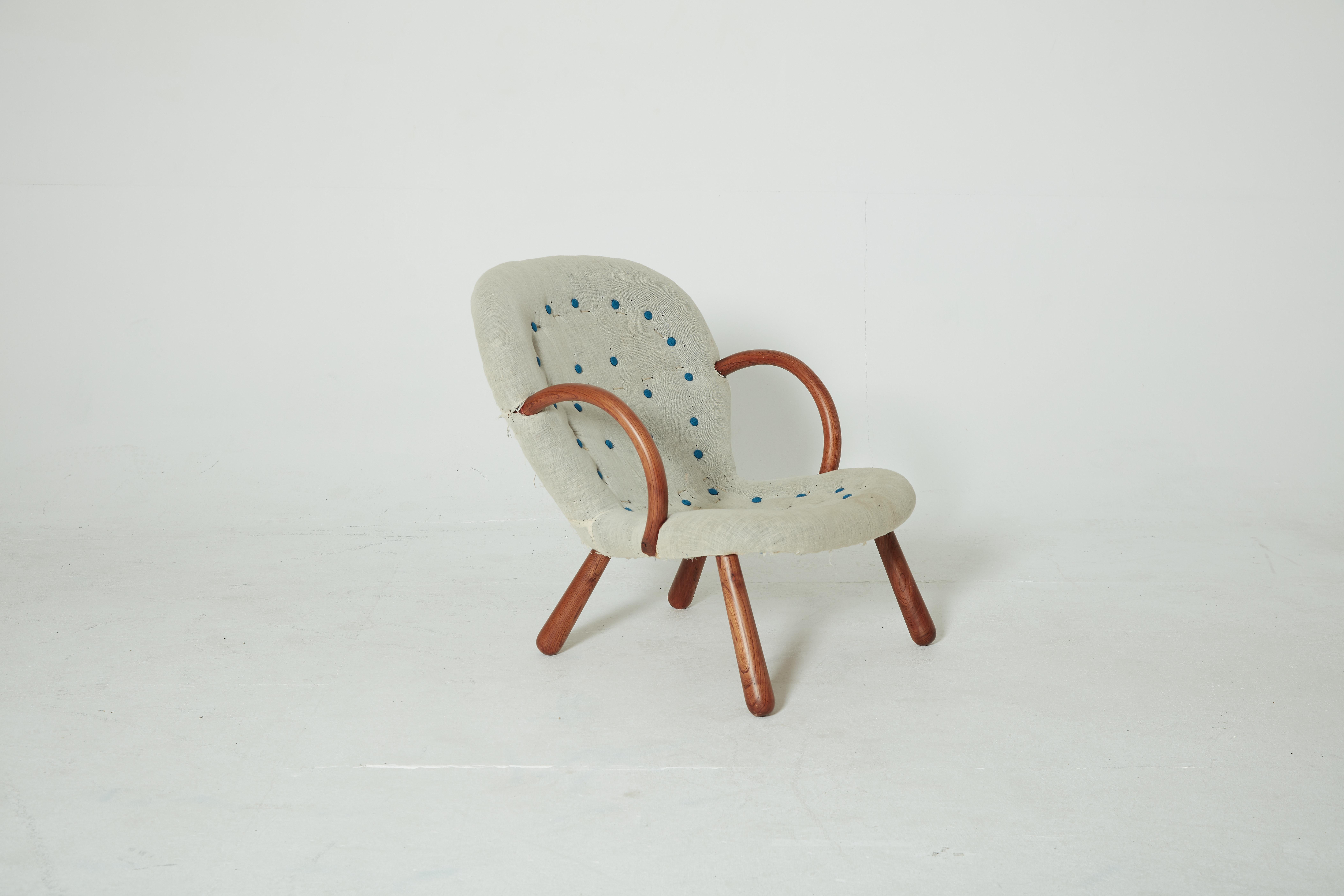 Danish 1940s Philip Arctander Clam Chair with Complimentary Re-Upholstery