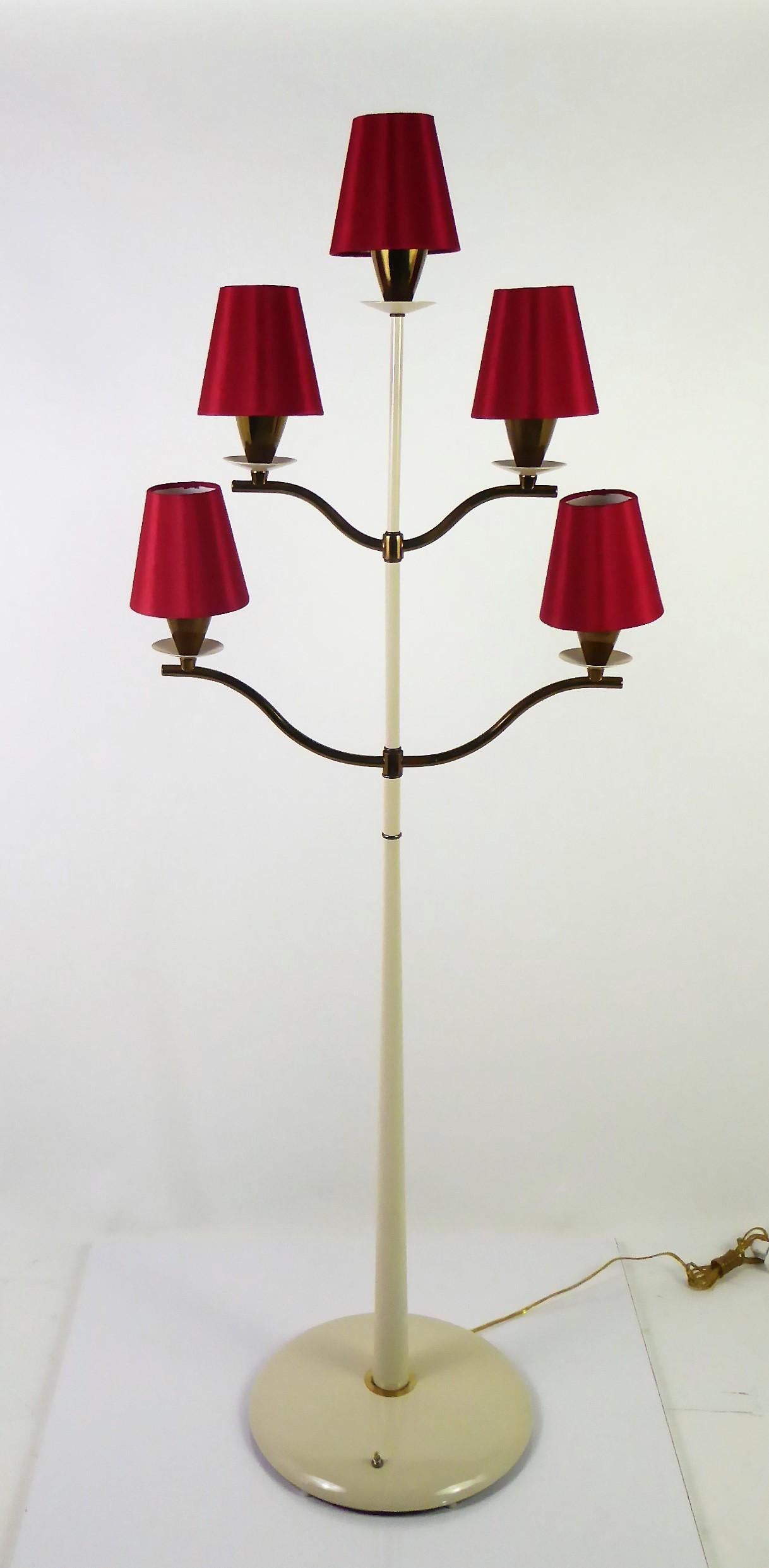 Italian 1940s Pietro Chiesa Style Modern Candelabra Floor Lamp