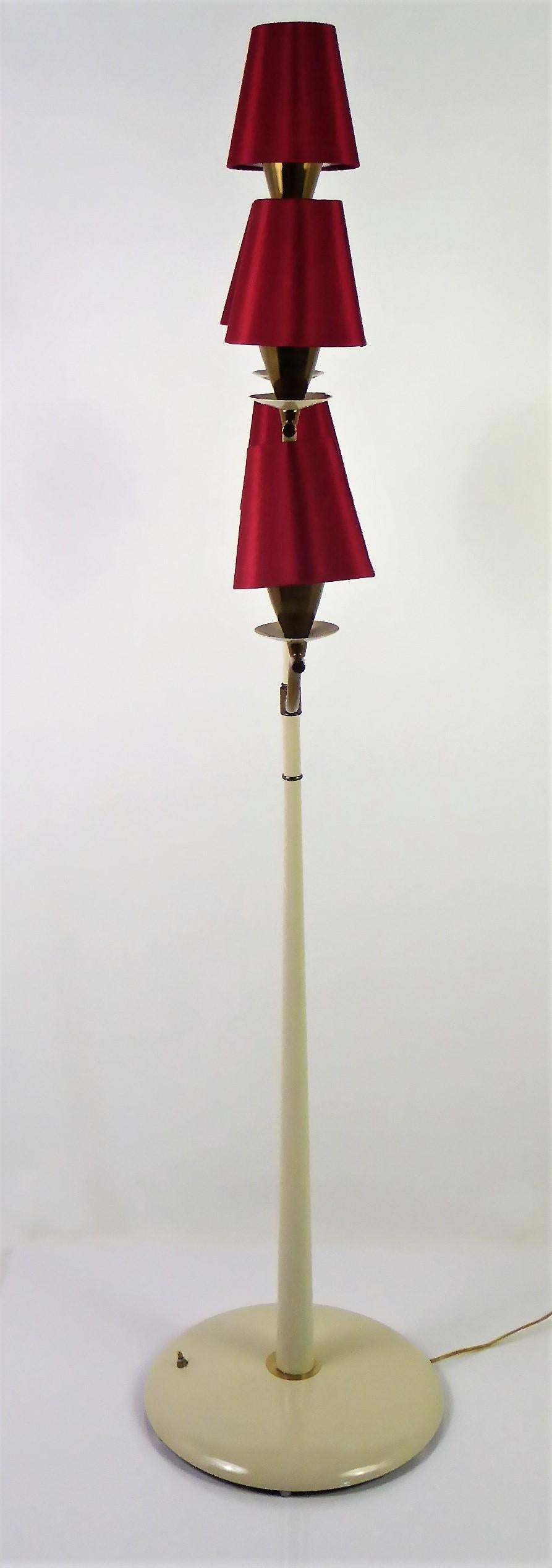 1940s Pietro Chiesa Style Modern Candelabra Floor Lamp In Good Condition In Miami, FL