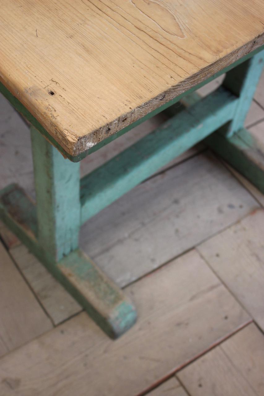 20th Century 1940s Pine Dining Table in Original Paint For Sale