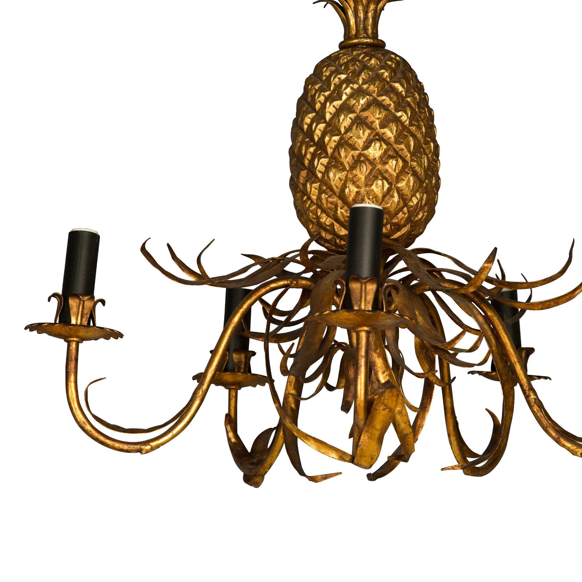 1940s Pineapple Five-Arm Chandelier In Good Condition In Tetbury, Gloucestershire