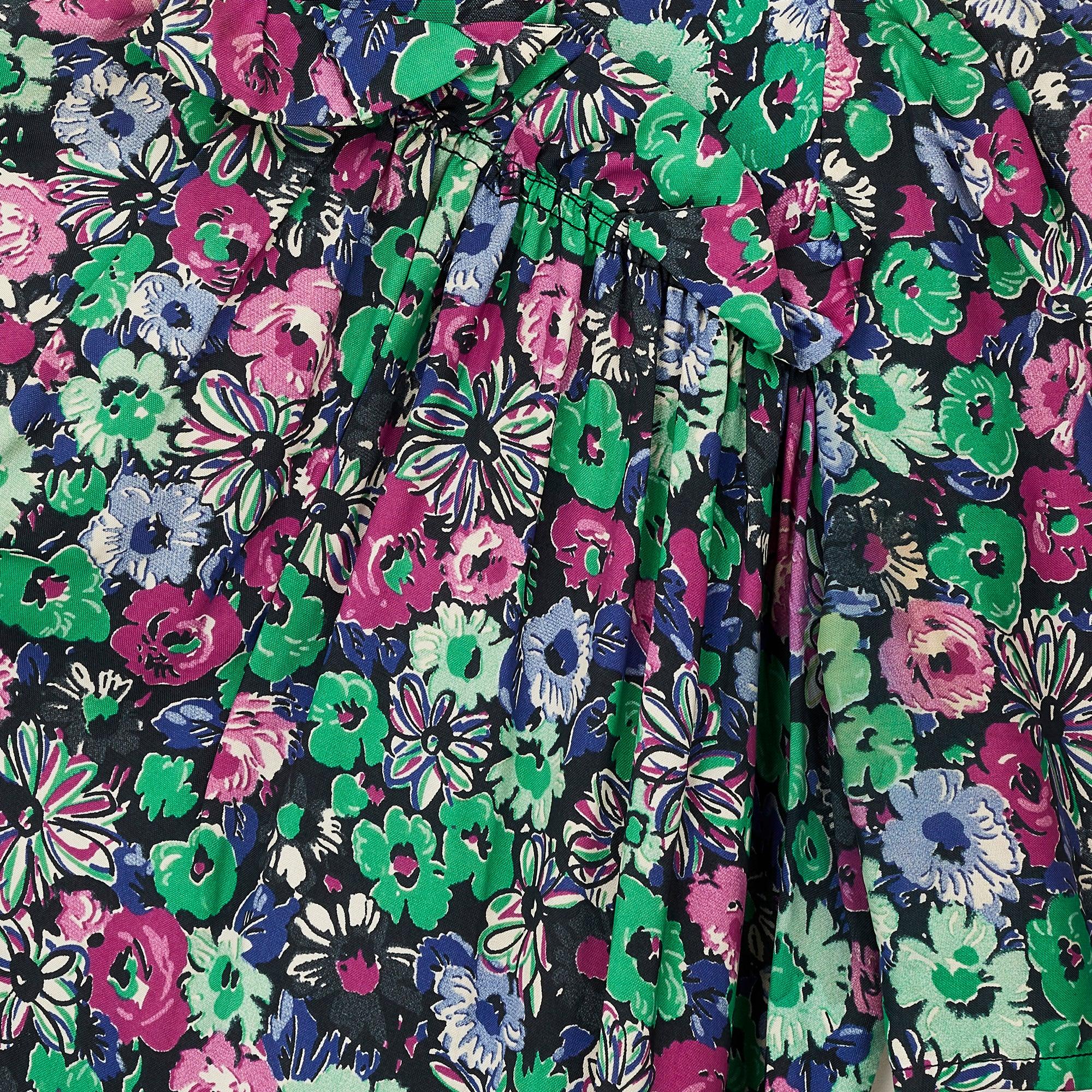 Vestido de té floral de rayón rosa y verde de los años 40 en Excelente estado para la venta en London, GB