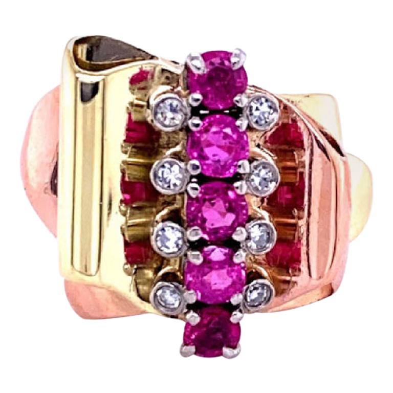 1940s Pink Sapphire and Diamond Ring