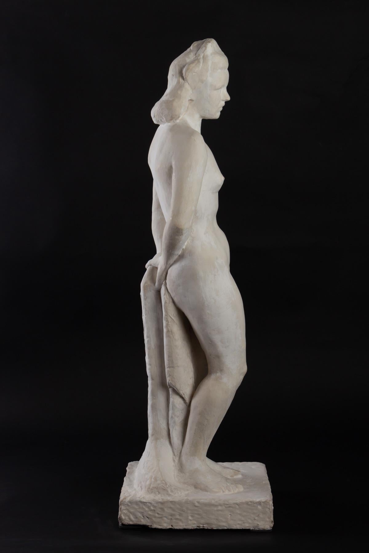 1940s Plaster Sculpture from R. Espinasse, Woman Standing 1