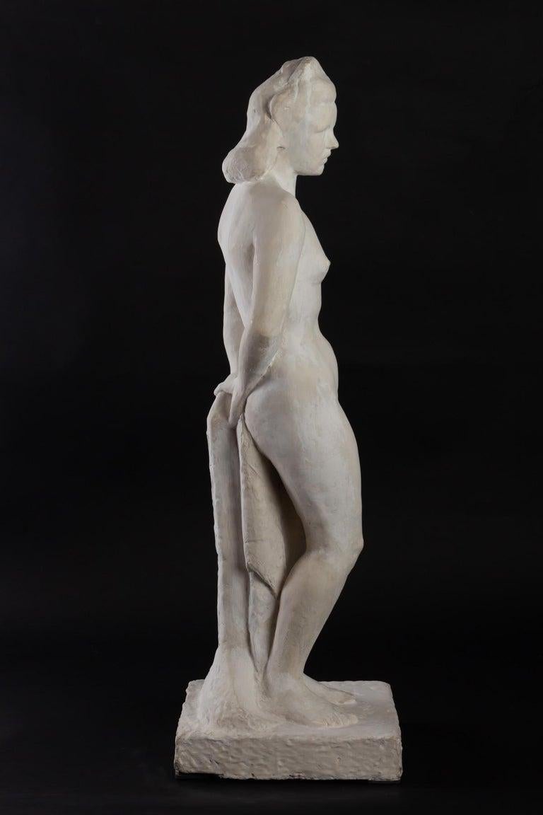 1940s Plaster Sculpture from R. Espinasse, Woman Standing For Sale 1