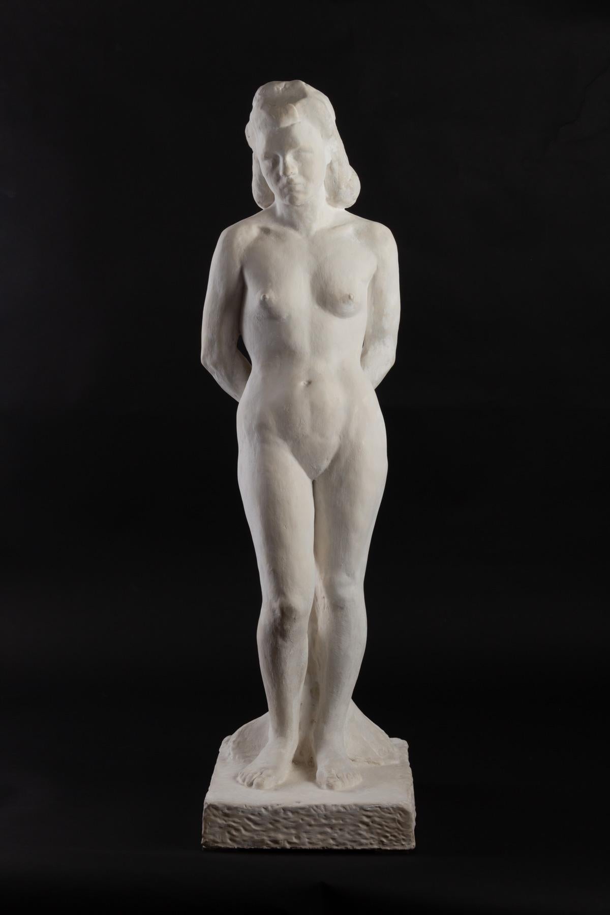1940s Plaster Sculpture from R. Espinasse, Woman Standing 2