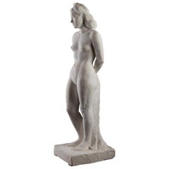 1940s Plaster Sculpture from R. Espinasse, Woman Standing