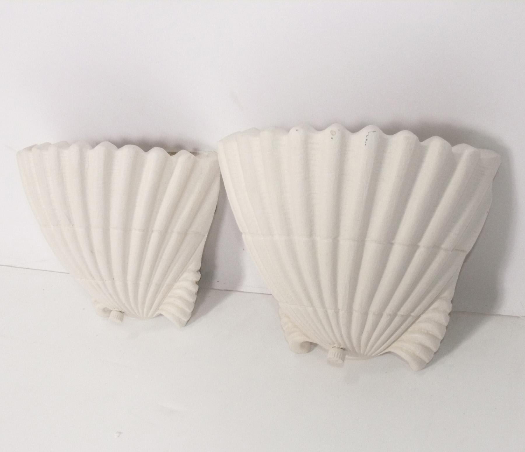 American 1940s Plaster Shell Sconces Style of Diego Giacometti for Jean Michel Frank For Sale