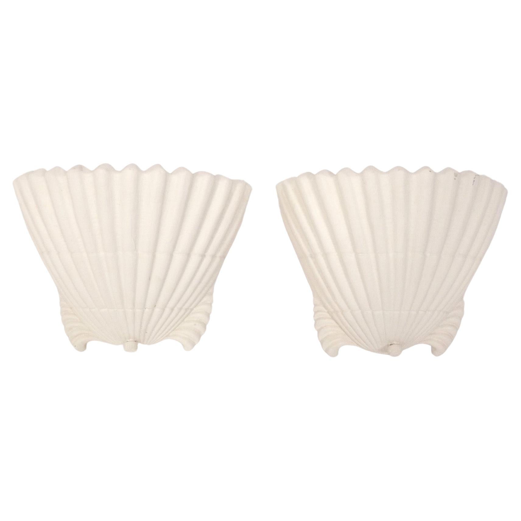 1940s Plaster Shell Sconces Style of Diego Giacometti for Jean Michel Frank For Sale