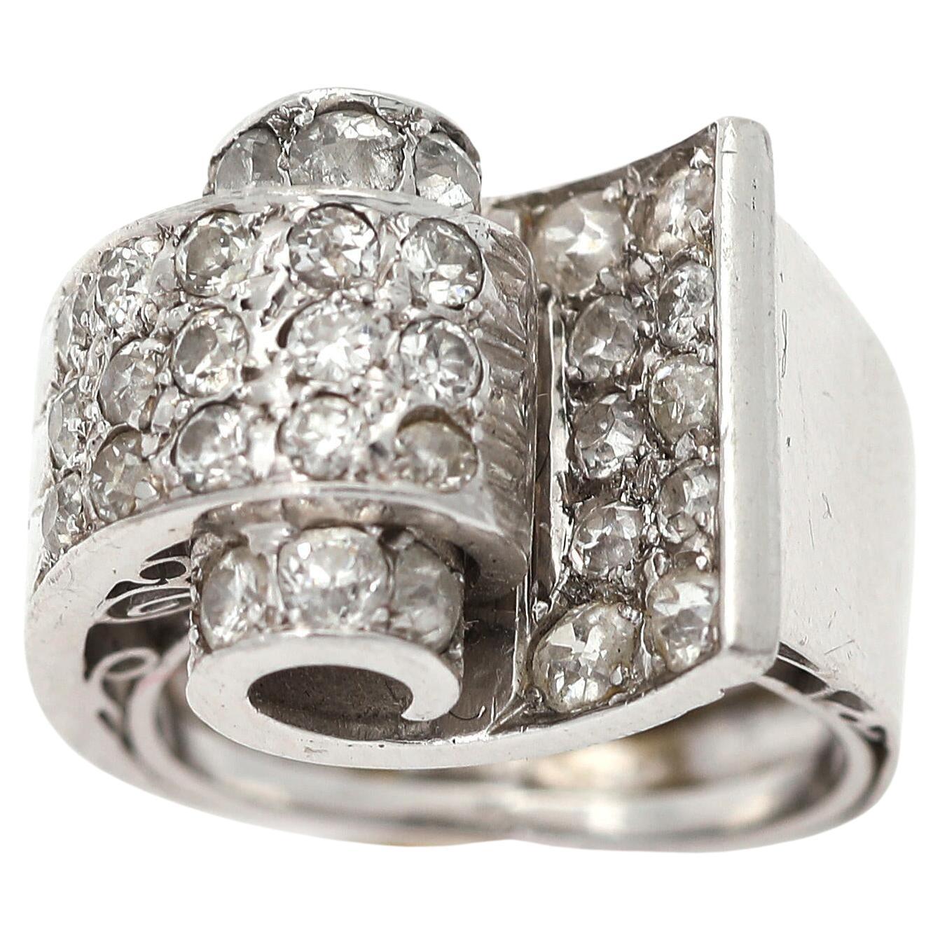 French Art Deco Diamond White Gold Pinky Ring at 1stDibs art deco
