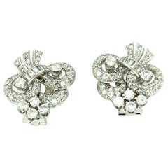 1940s Platinum Diamond Clip-On Earrings