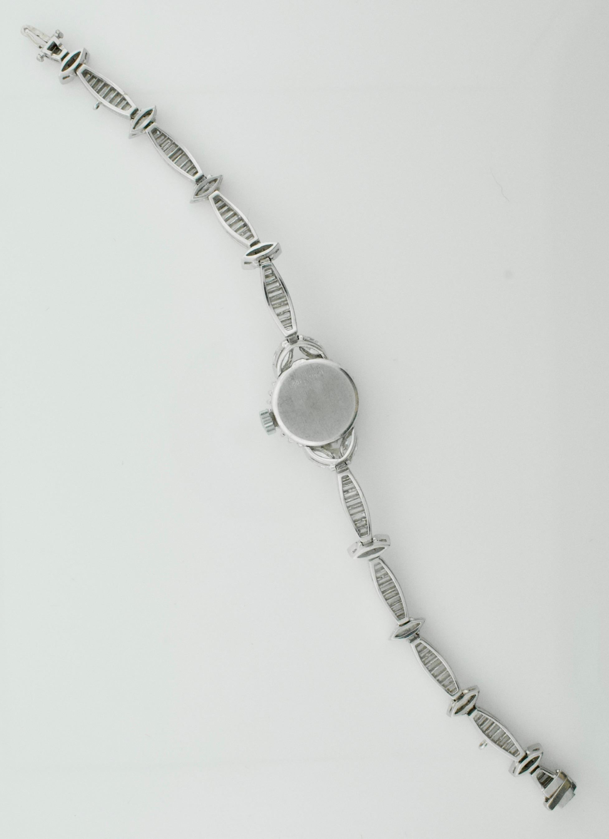 Marquise Cut 1940s Platinum Diamond Watch 