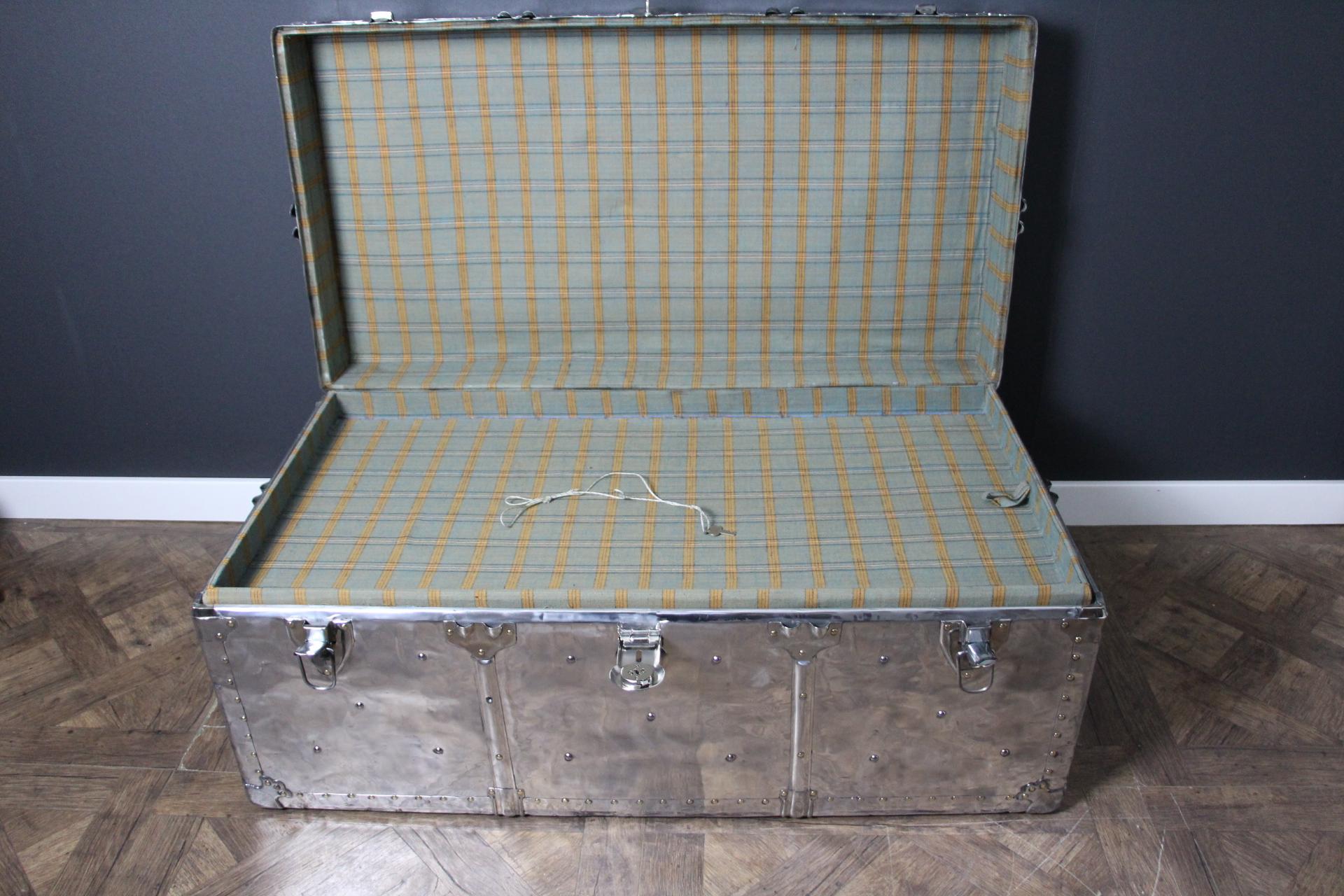 1940s Polished Aluminum Steamer Trunk, Aluminum Trunk 10