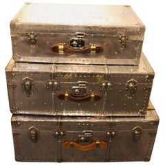 1940s Polished Aluminum Steamer Trunk
