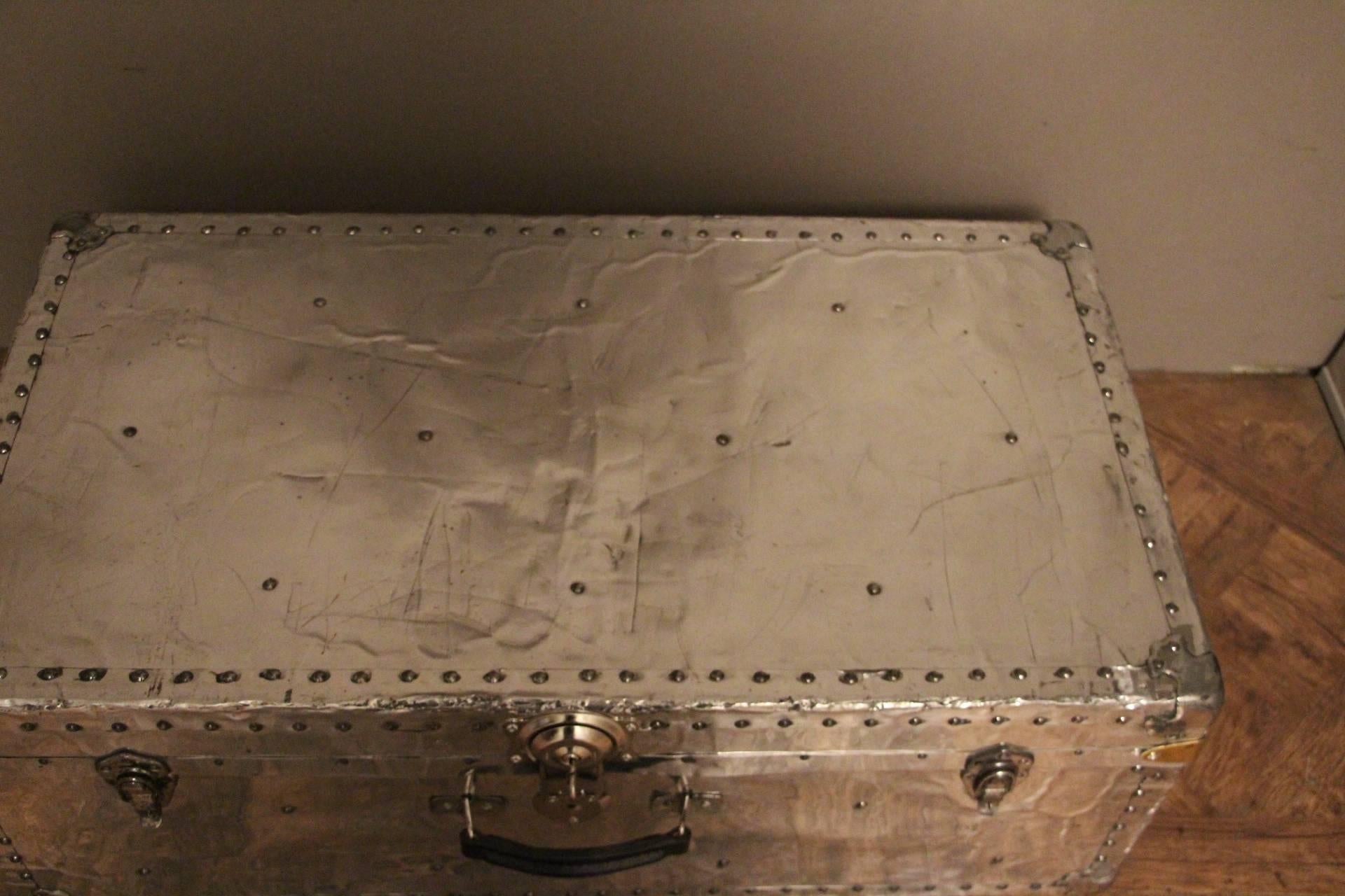 Mid-20th Century 1940s Polished Aluminium Steamer Trunk For Sale