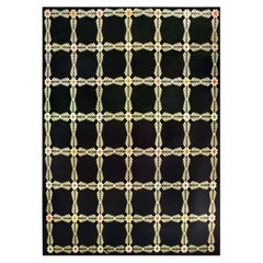 1940s Portuguese Needlepoint Rug with Floral Trellis Design Doris Leslie Blau