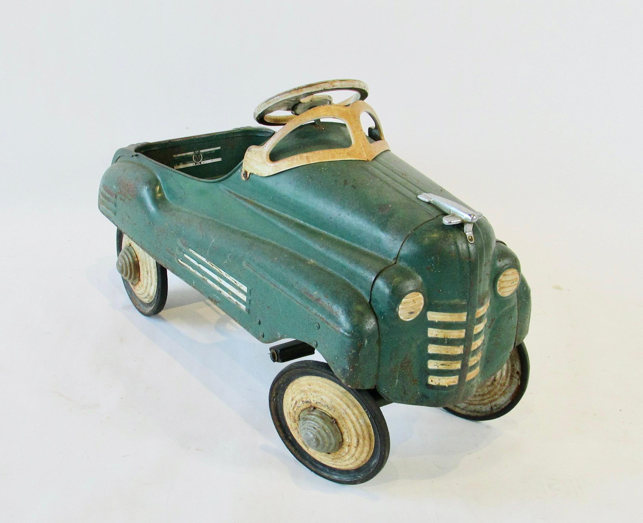 Mid-Century Modern 1940s Pressed Steel Pedal Car by the Murray Co. in original paint