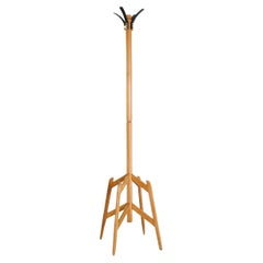 1940's Prouve Inspired Wooden Standing Coat Tree