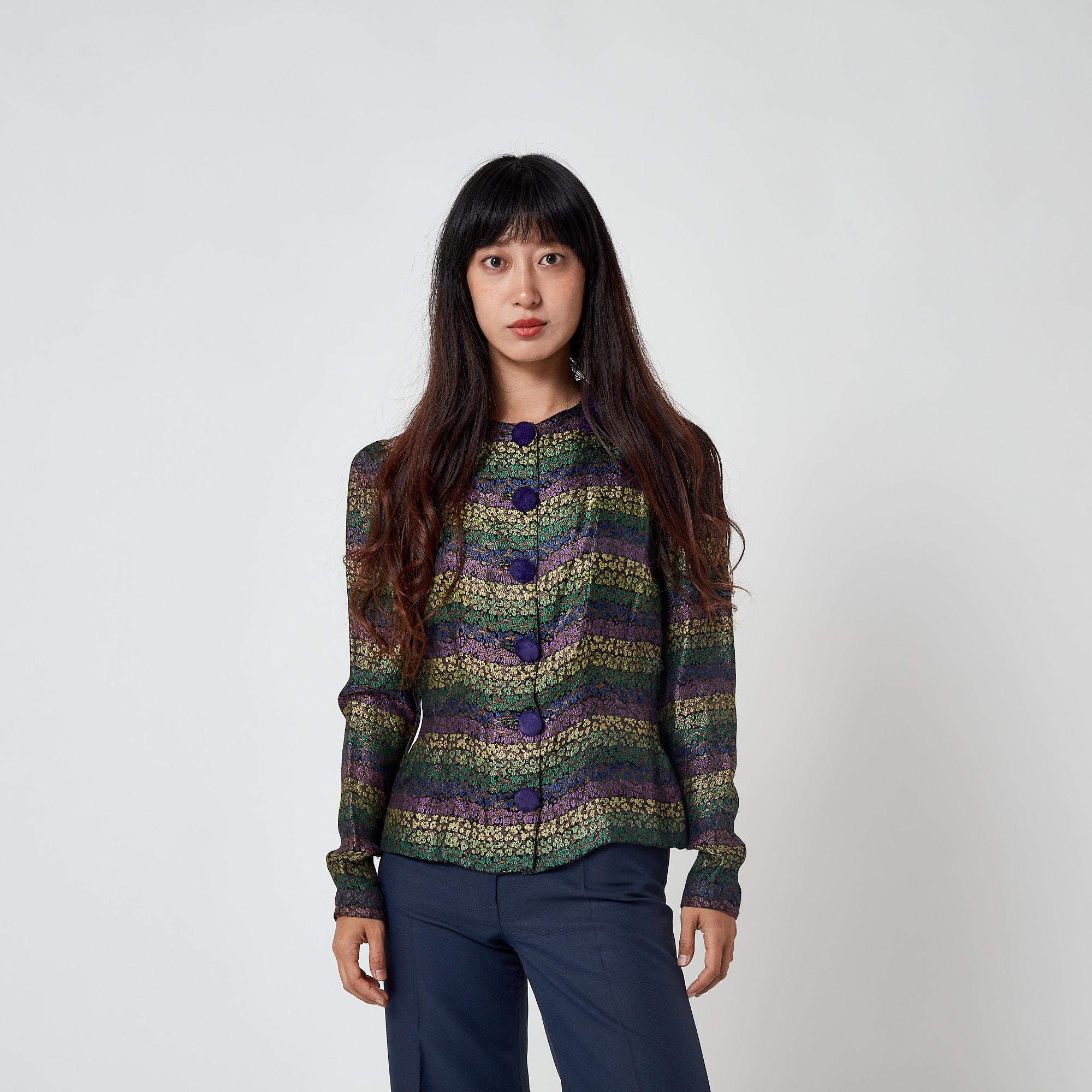 1940s Purple Velvet and Lame Jacket For Sale 2