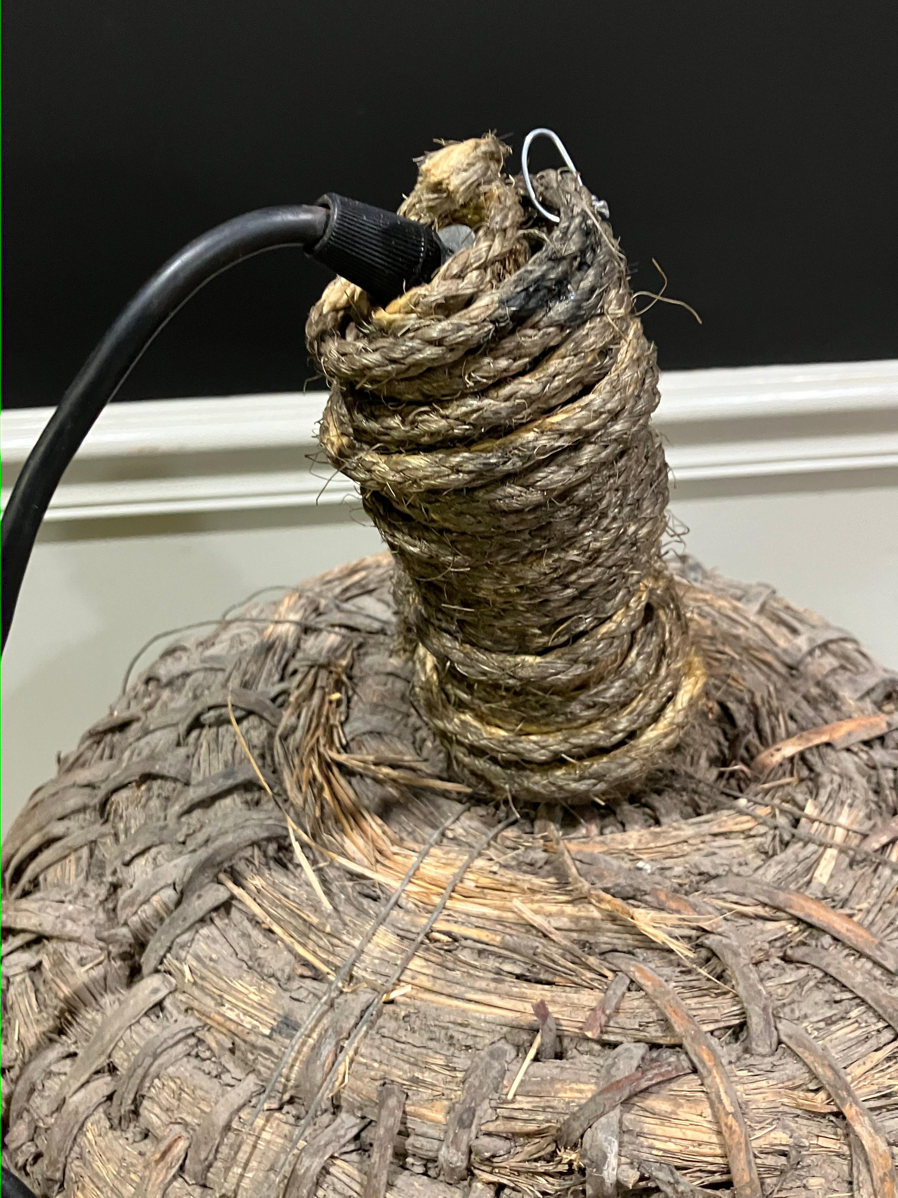 1940s Pyrenees Woven Basket Chandelier For Sale 1