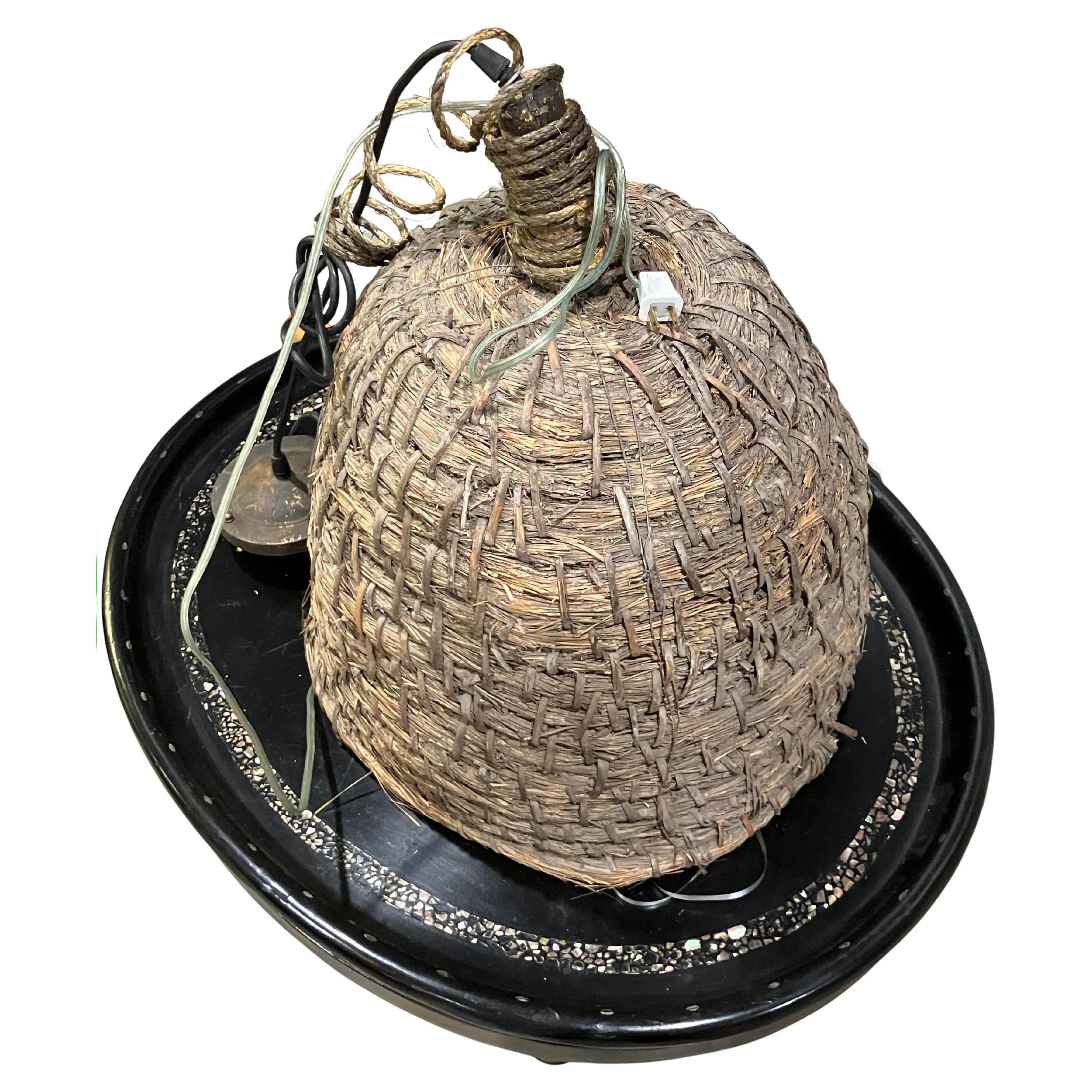 1940s Pyrenees Woven Basket Chandelier For Sale