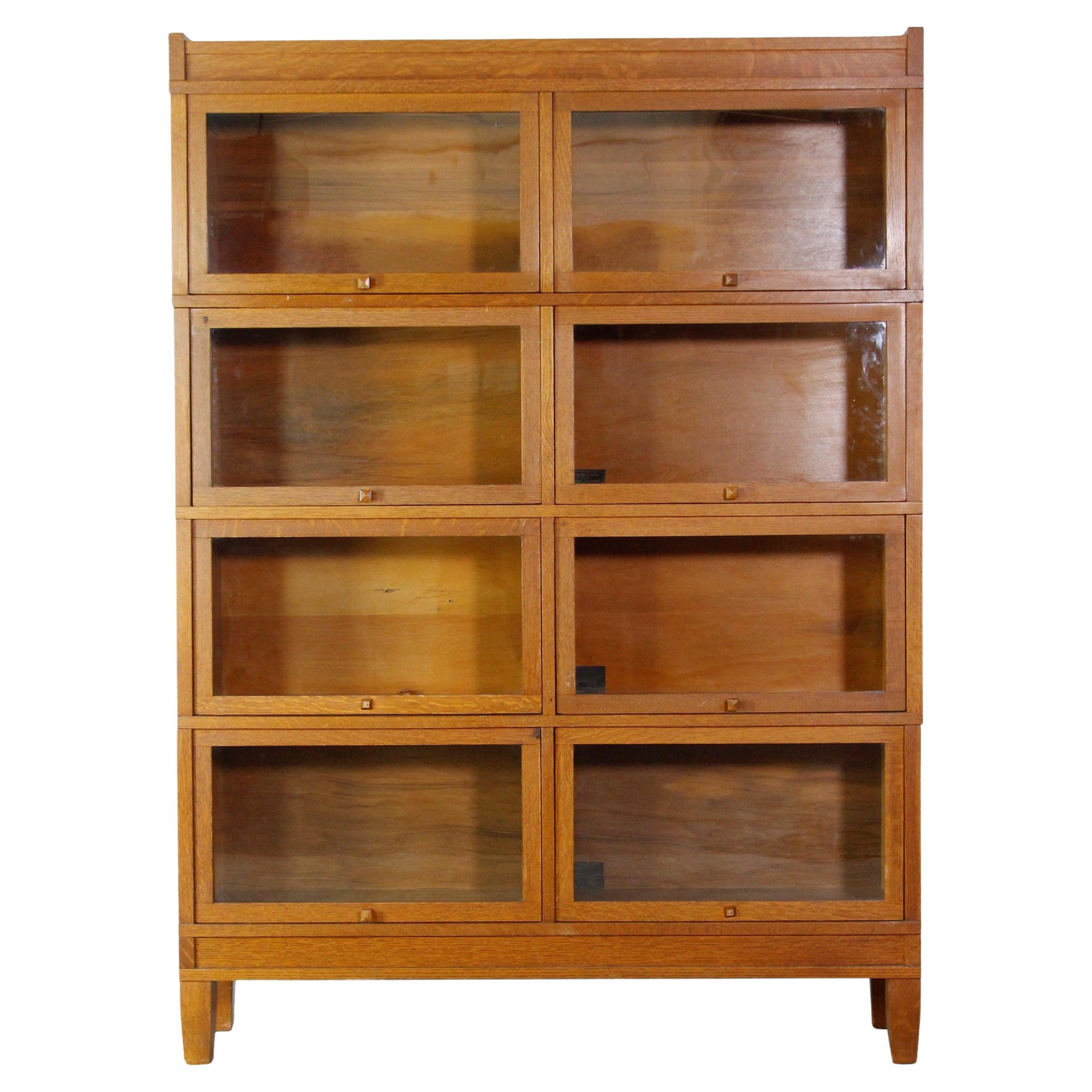 1940s Quarter Sawn Oak Barrister Bookcase w/ 8 Sections by Wernicke