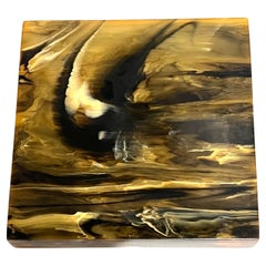 Cenicero de Resina Ámbar Marmolada Art Decó Raro de 1940