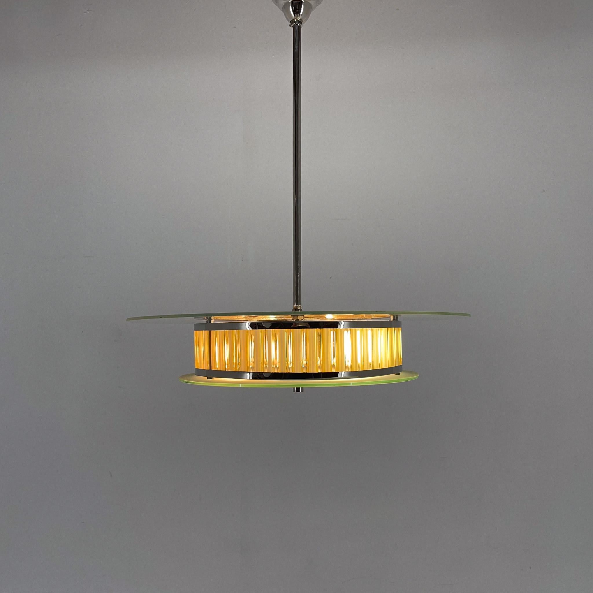 1940s Rare Italian Chrome & Glass  Chandelier, Restored For Sale 4