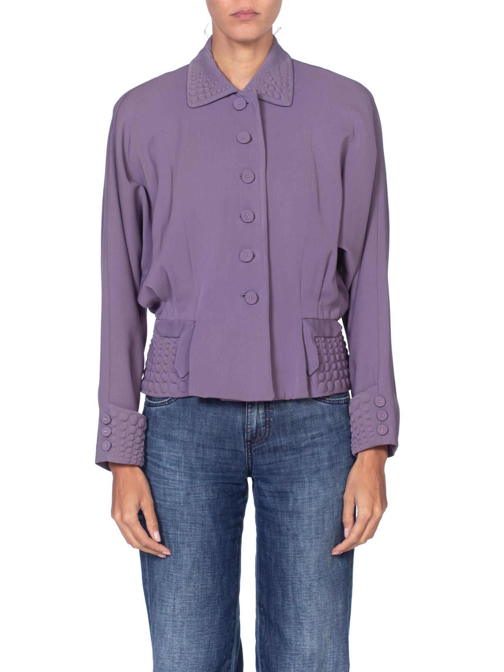 1940's Rare Lilac Purple Lavender Wool Gabardine Jacket