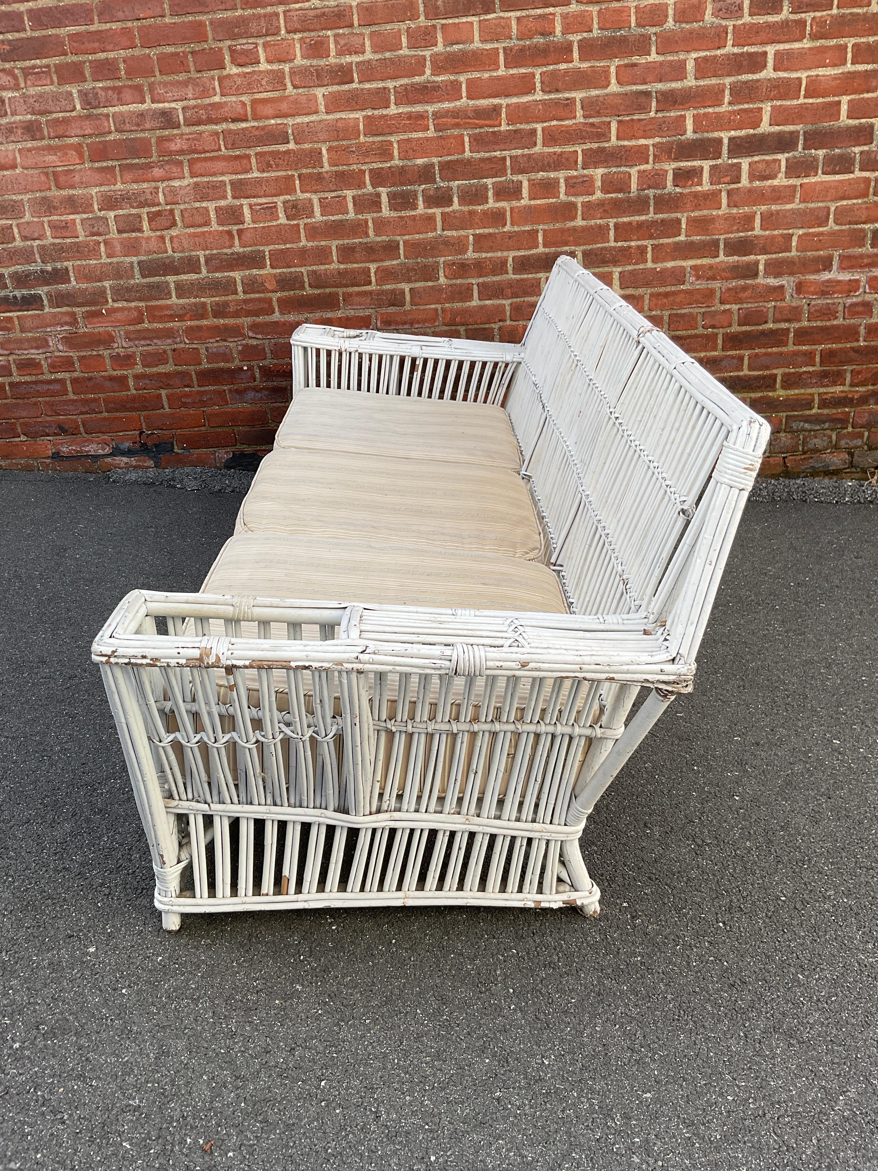 Mid-20th Century 1940s Rattan Couch And Chaise Lounge For Sale