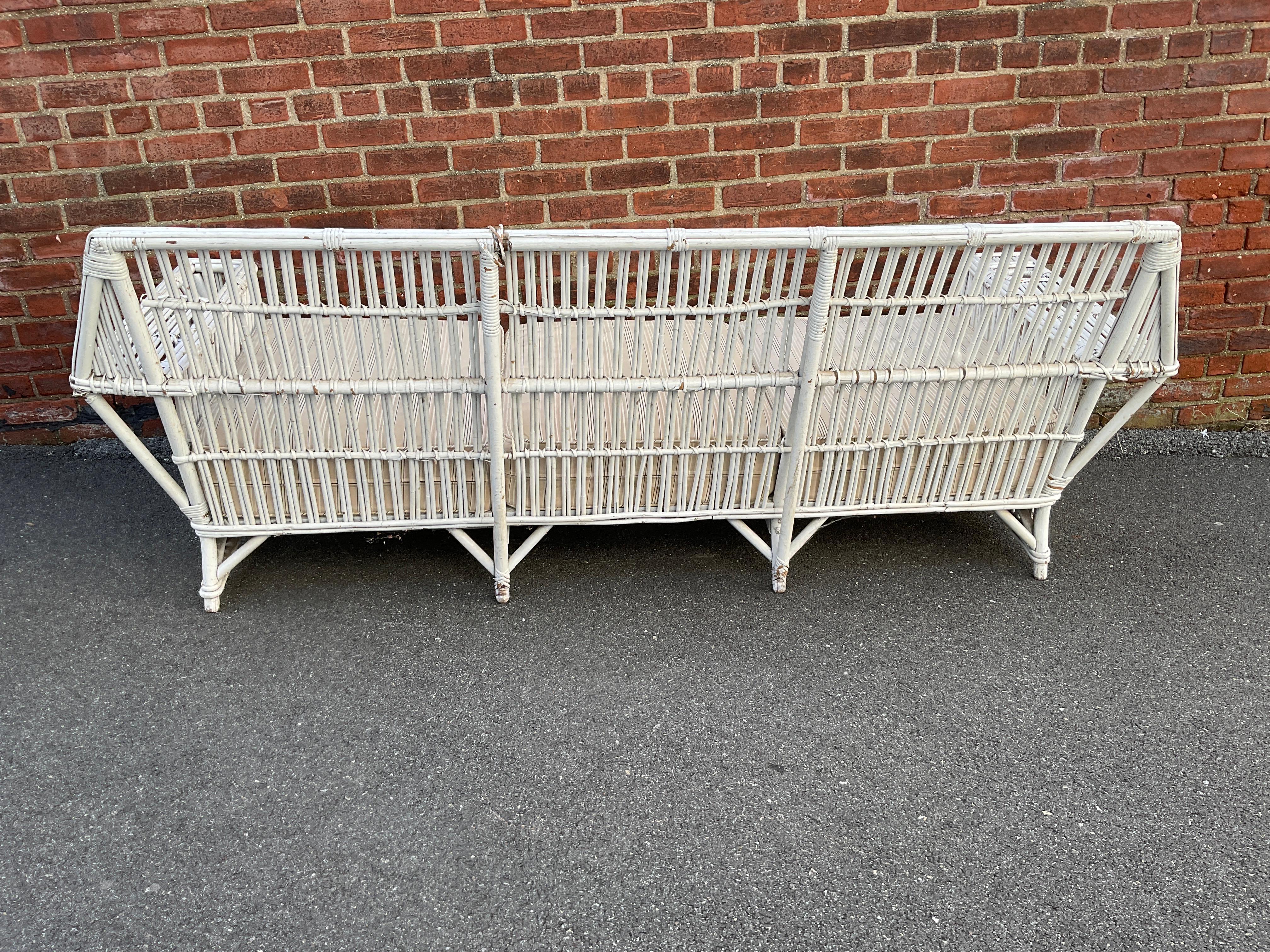 1940s Rattan Couch And Chaise Lounge For Sale 1