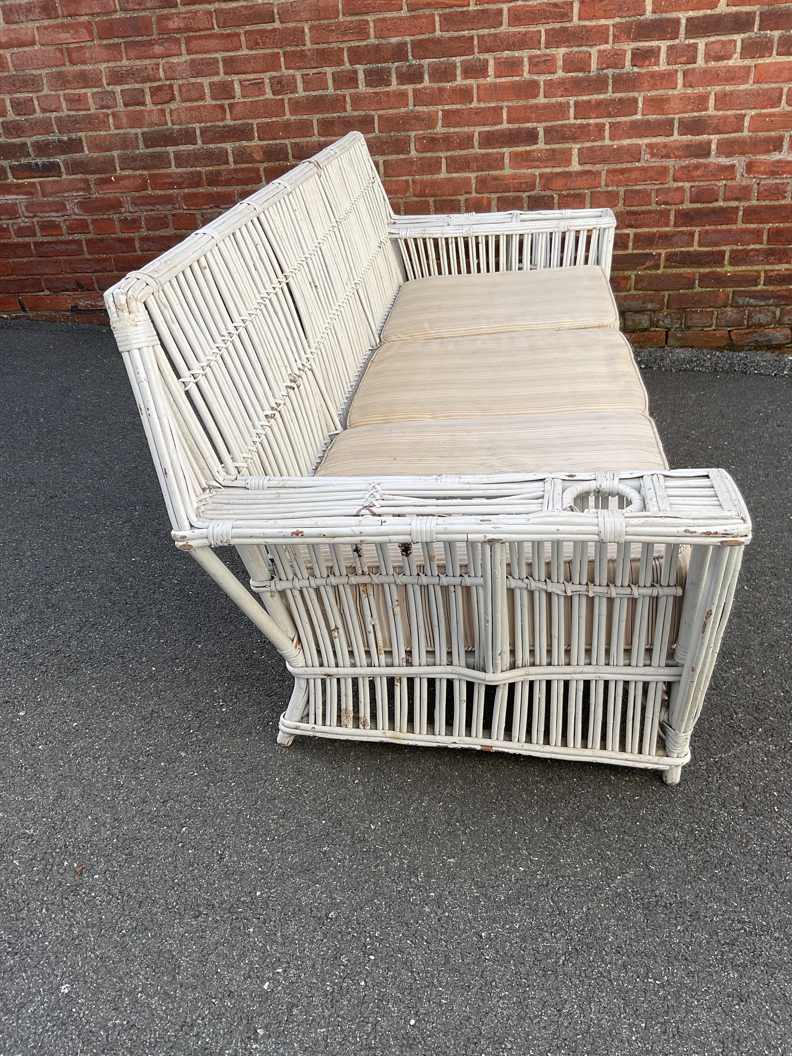 1940s Rattan Couch And Chaise Lounge For Sale 2