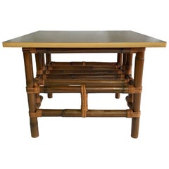1940s Rattan and Formica Top Side Table by Calif-Asia