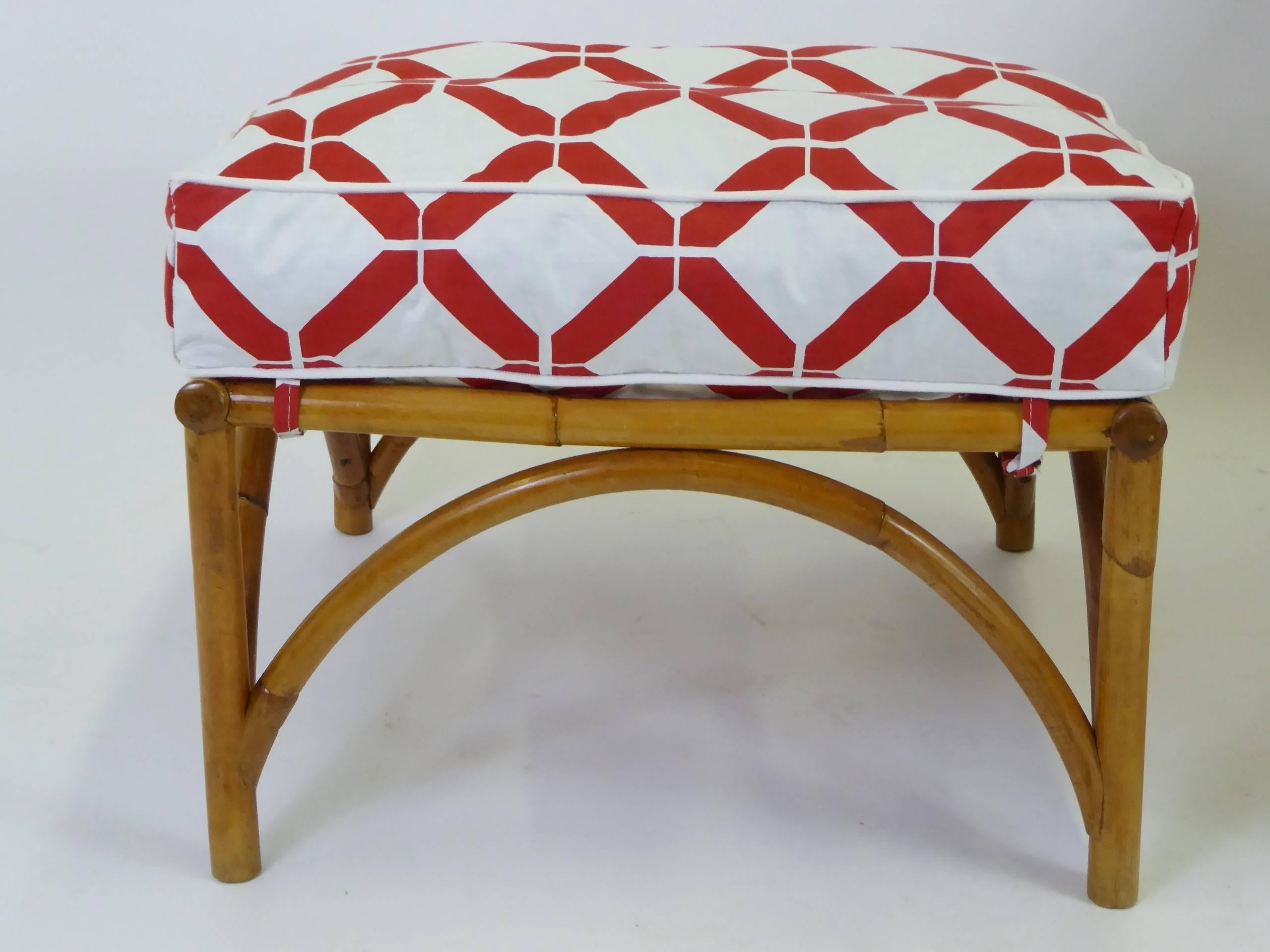 1940s Rattan Lounge Chair and Ottoman Paul Frankl Willow and Reed Style 5