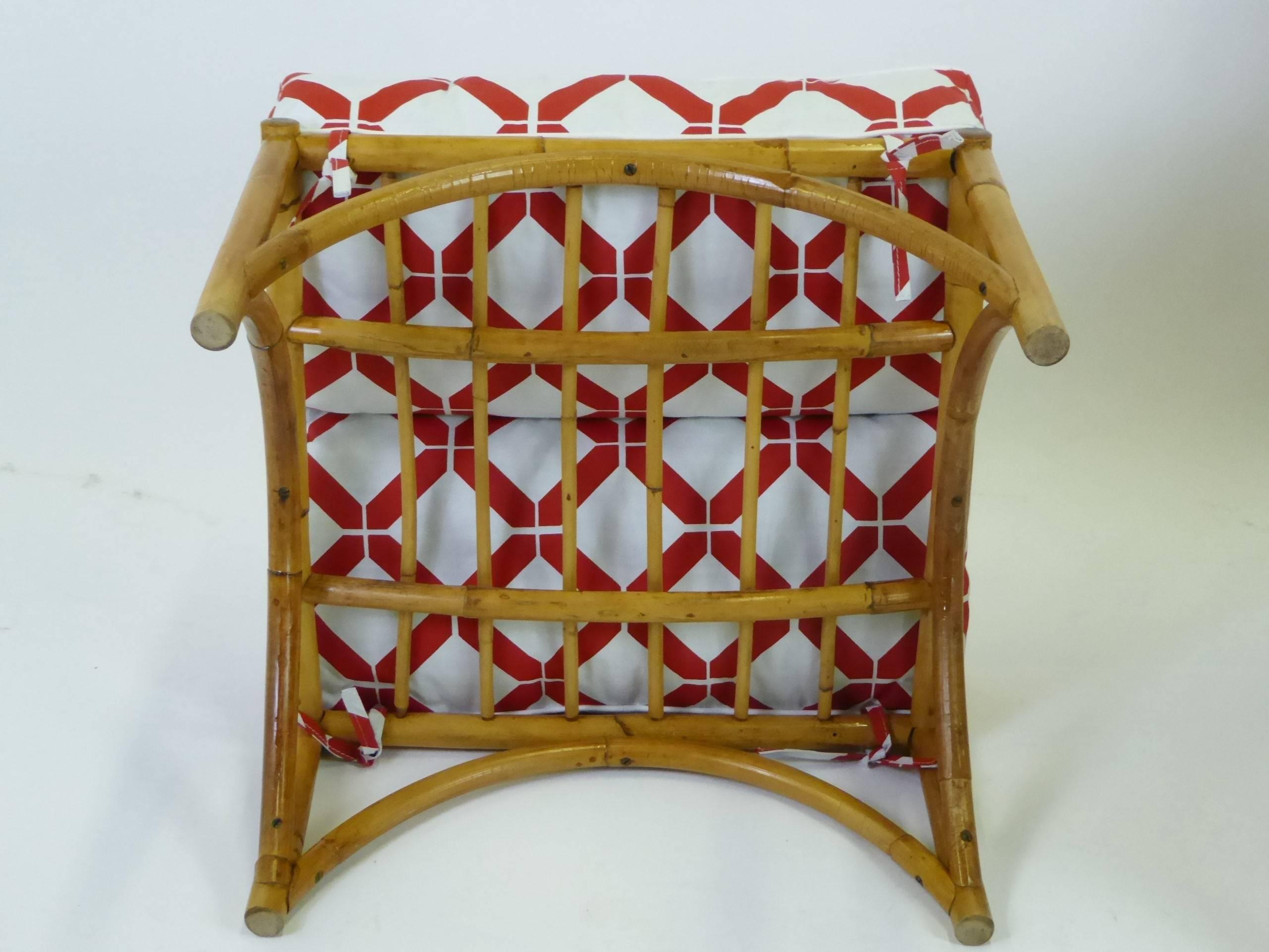 1940s Rattan Lounge Chair and Ottoman Paul Frankl Willow and Reed Style 6