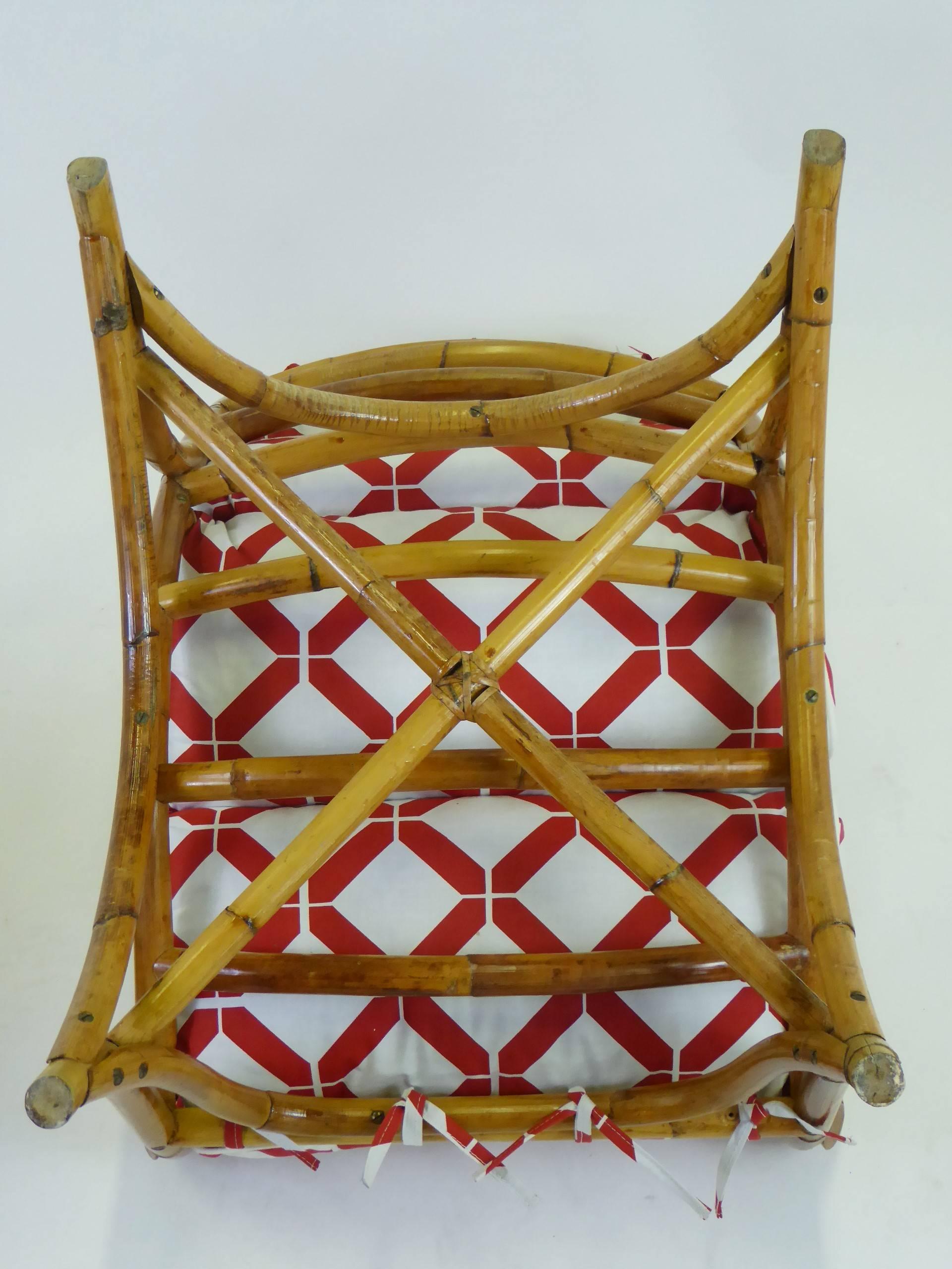 1940s Rattan Lounge Chair and Ottoman Paul Frankl Willow and Reed Style 7
