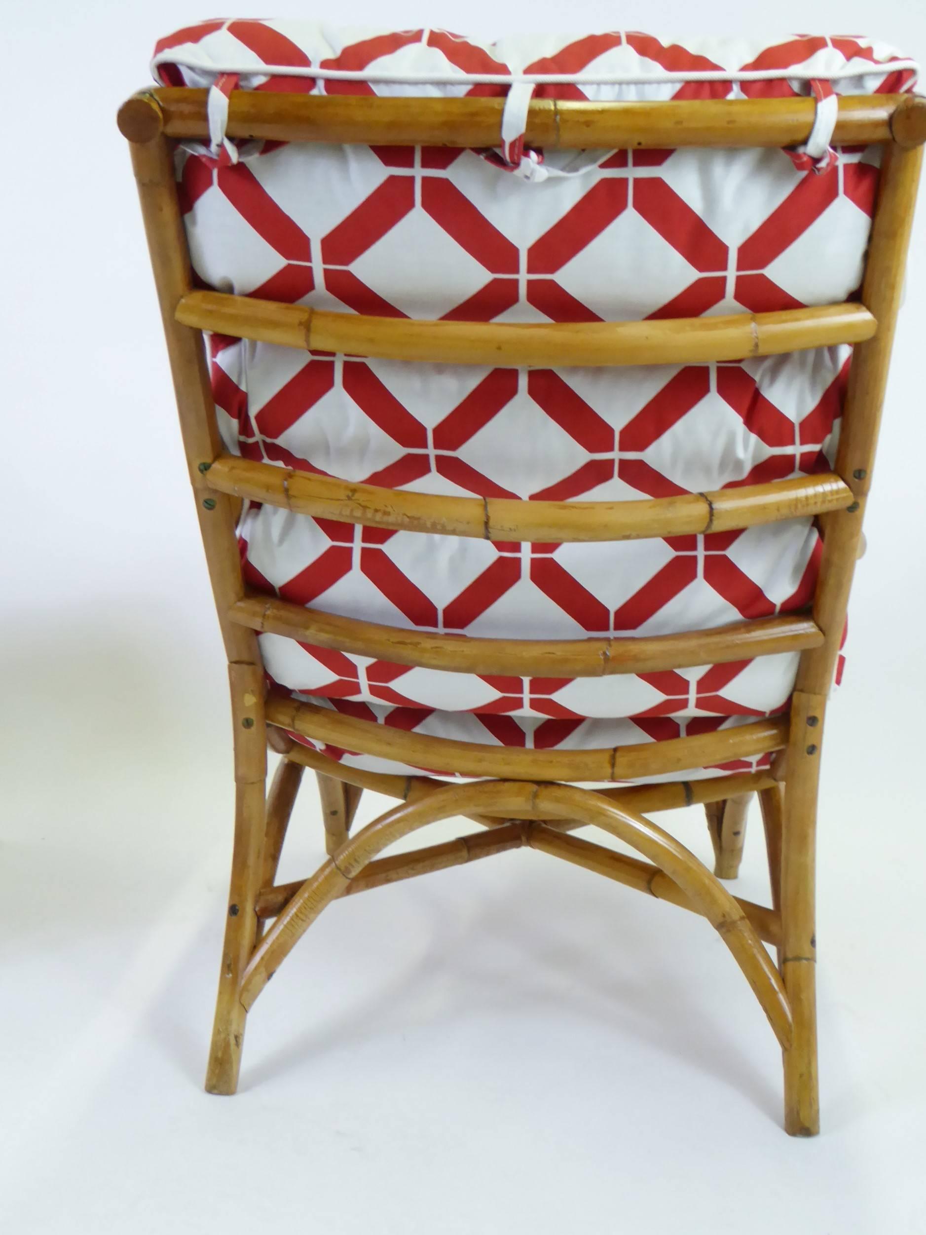 1940s Rattan Lounge Chair and Ottoman Paul Frankl Willow and Reed Style In Good Condition In Miami, FL