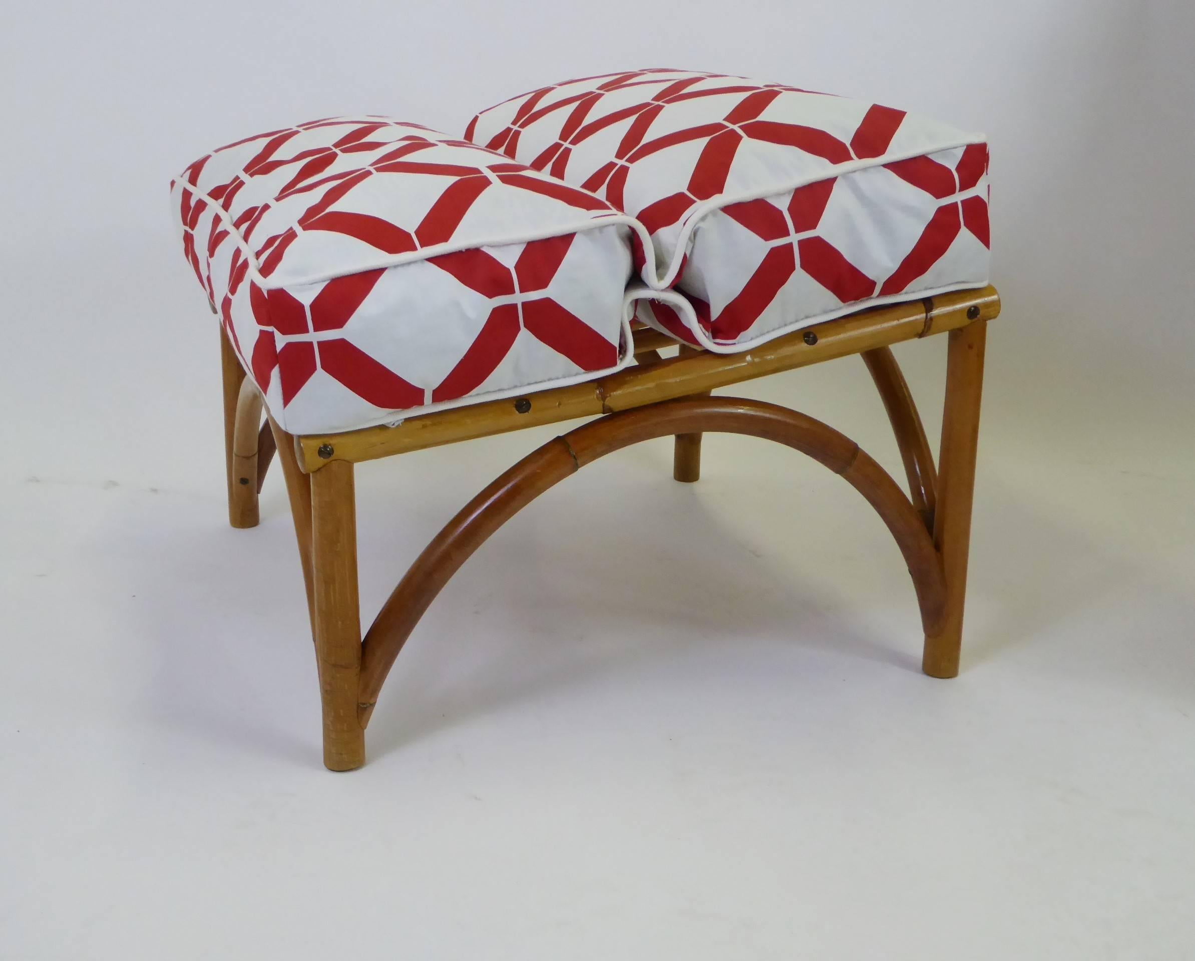 1940s Rattan Lounge Chair and Ottoman Paul Frankl Willow and Reed Style 2