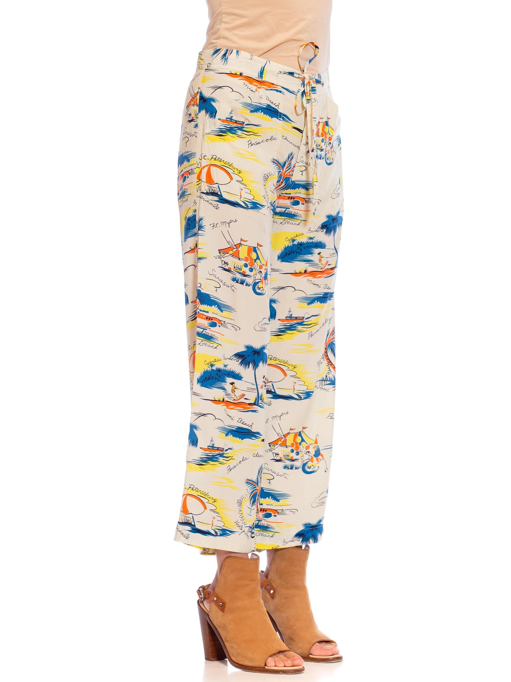 1940S Rayon Florida Themed Tropical Beach Pants For Sale 1