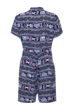 1940s Rayon Teenage Playsuit With Novelty Roman Warrior Print