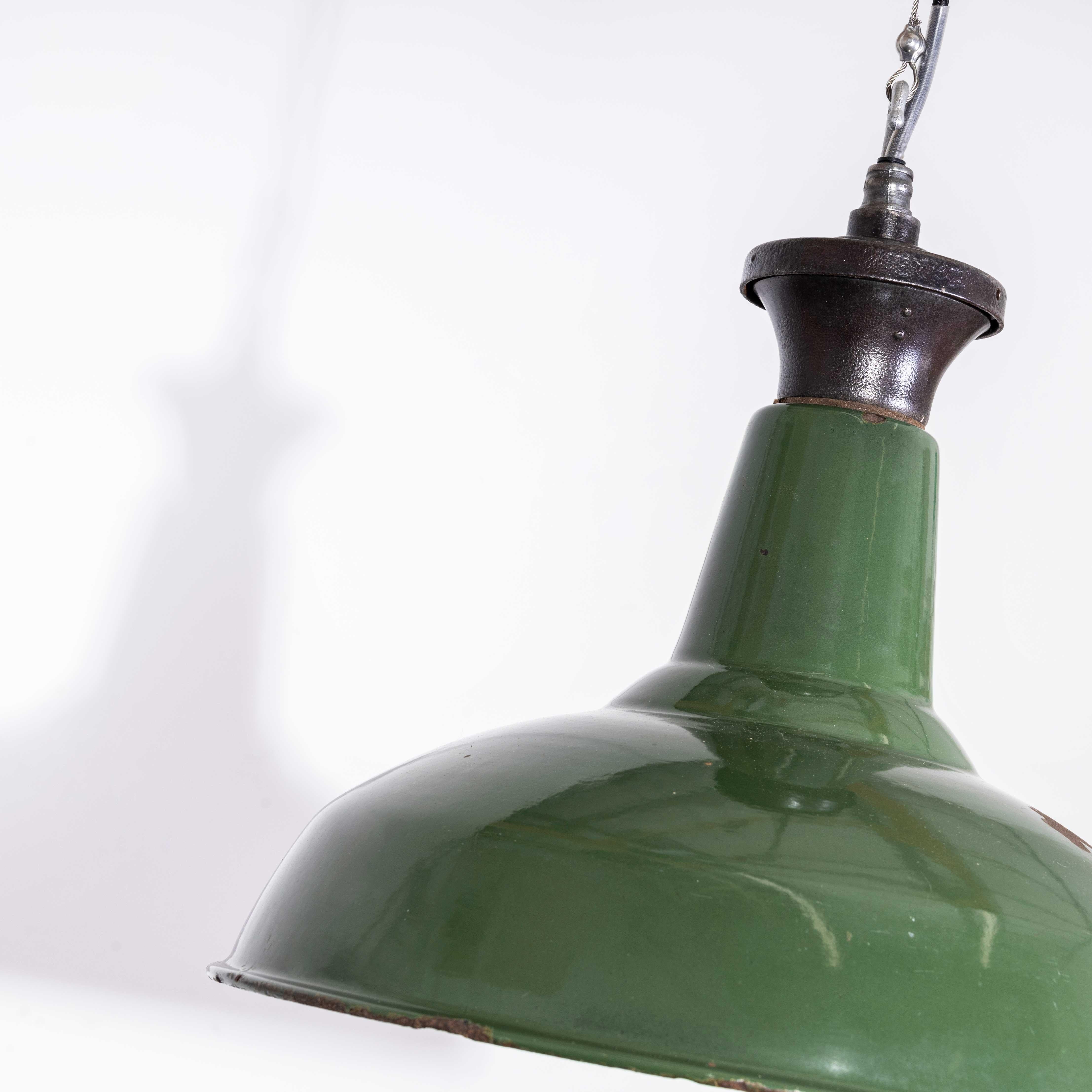 1940's Real Industrial Enamel Green Single Pendant Lamp - 16 Inch 5