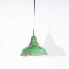 1940's Real Industrial Enamel Green Single Pendant Lamp - Mesh 16 Inch