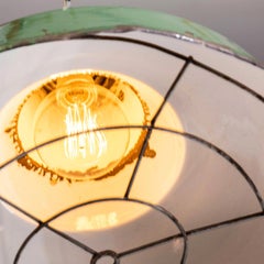 1940's Real Industrial Enamel Green Single Pendant Lamp - Mesh 16 Inch