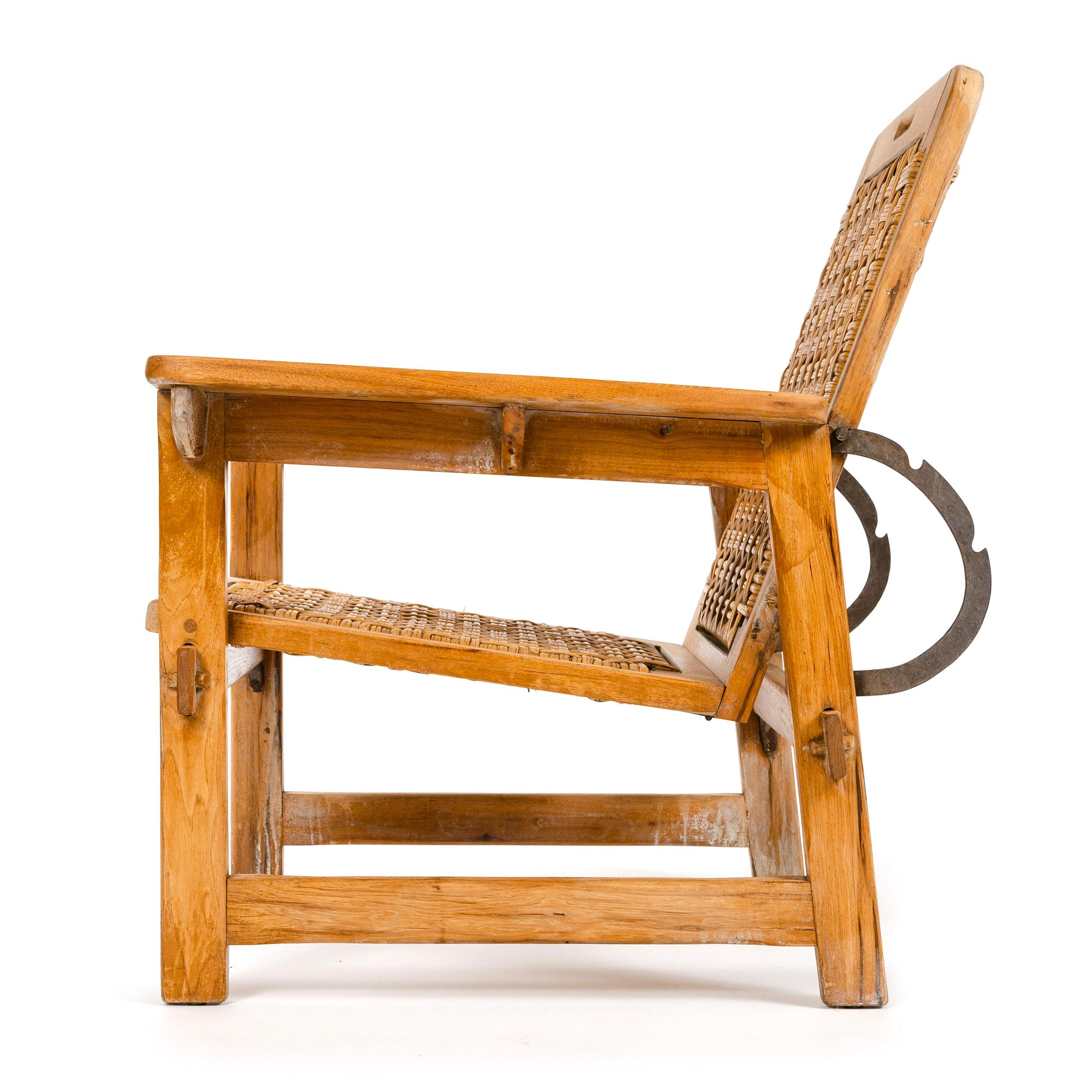 Américain chaise longue inclinable et pouf des années 1940 par Russel Wright pour Old Hickory en vente