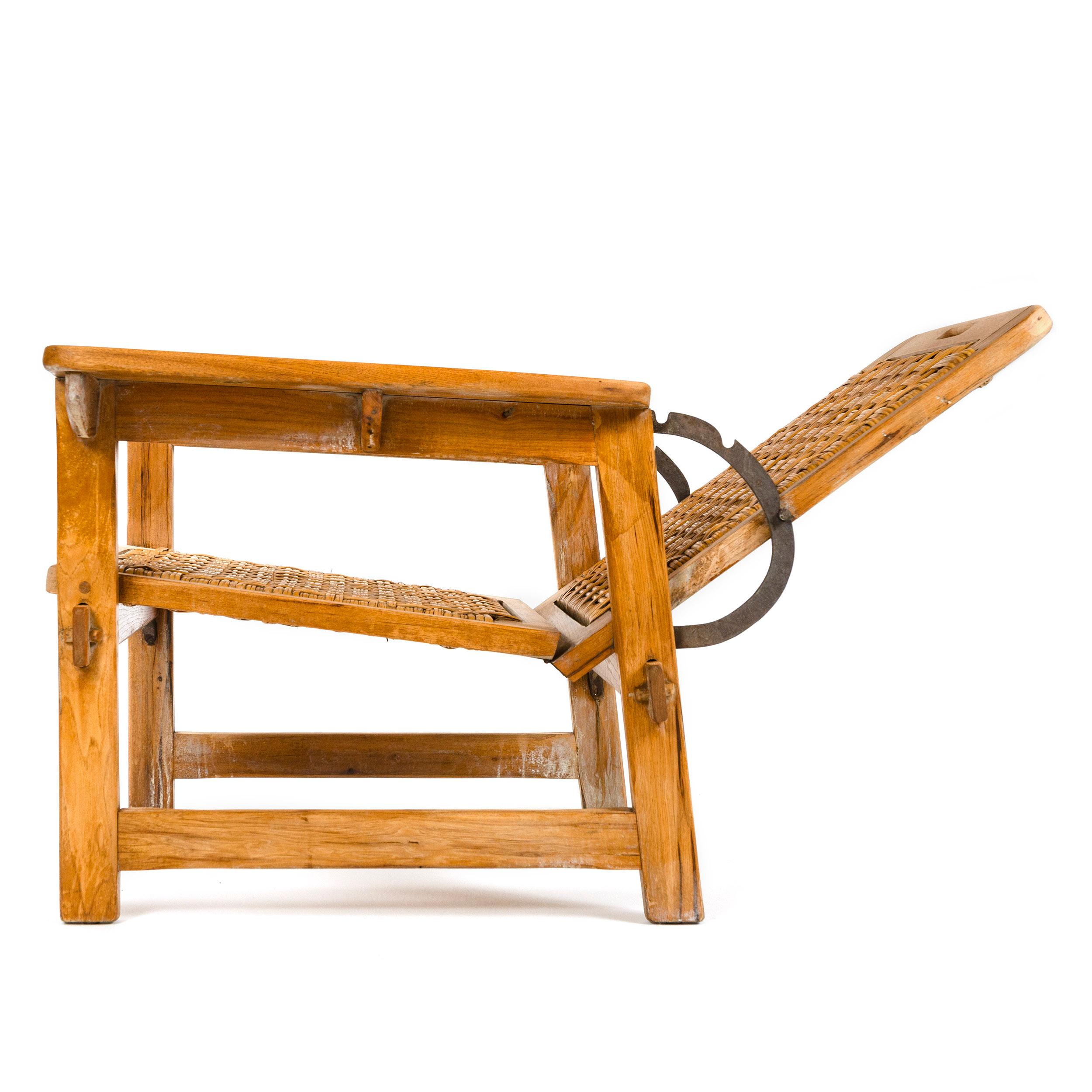 chaise longue inclinable et pouf des années 1940 par Russel Wright pour Old Hickory Bon état - En vente à Sagaponack, NY