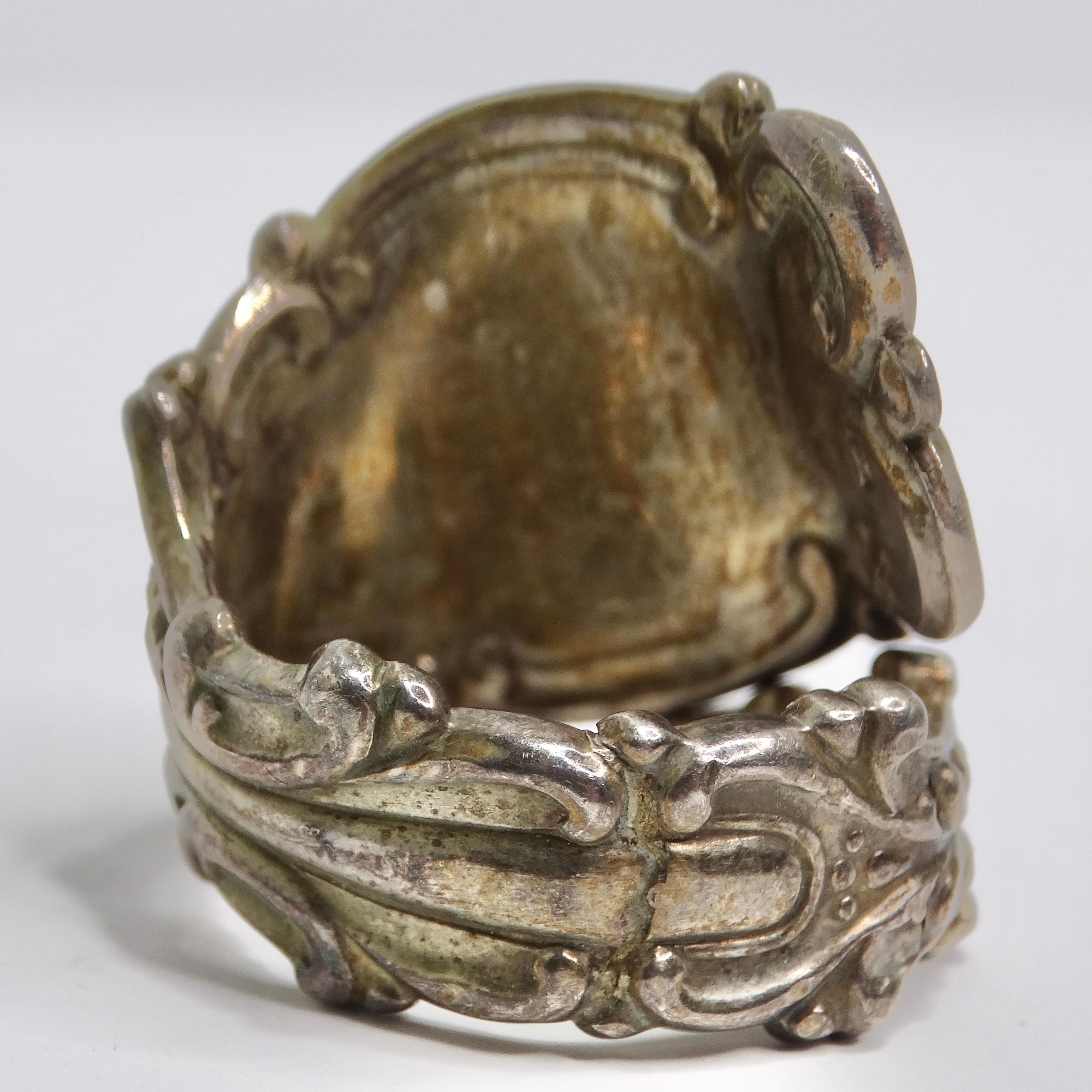 Women's or Men's 1940s Reconstructed Silver Spoon Ring For Sale