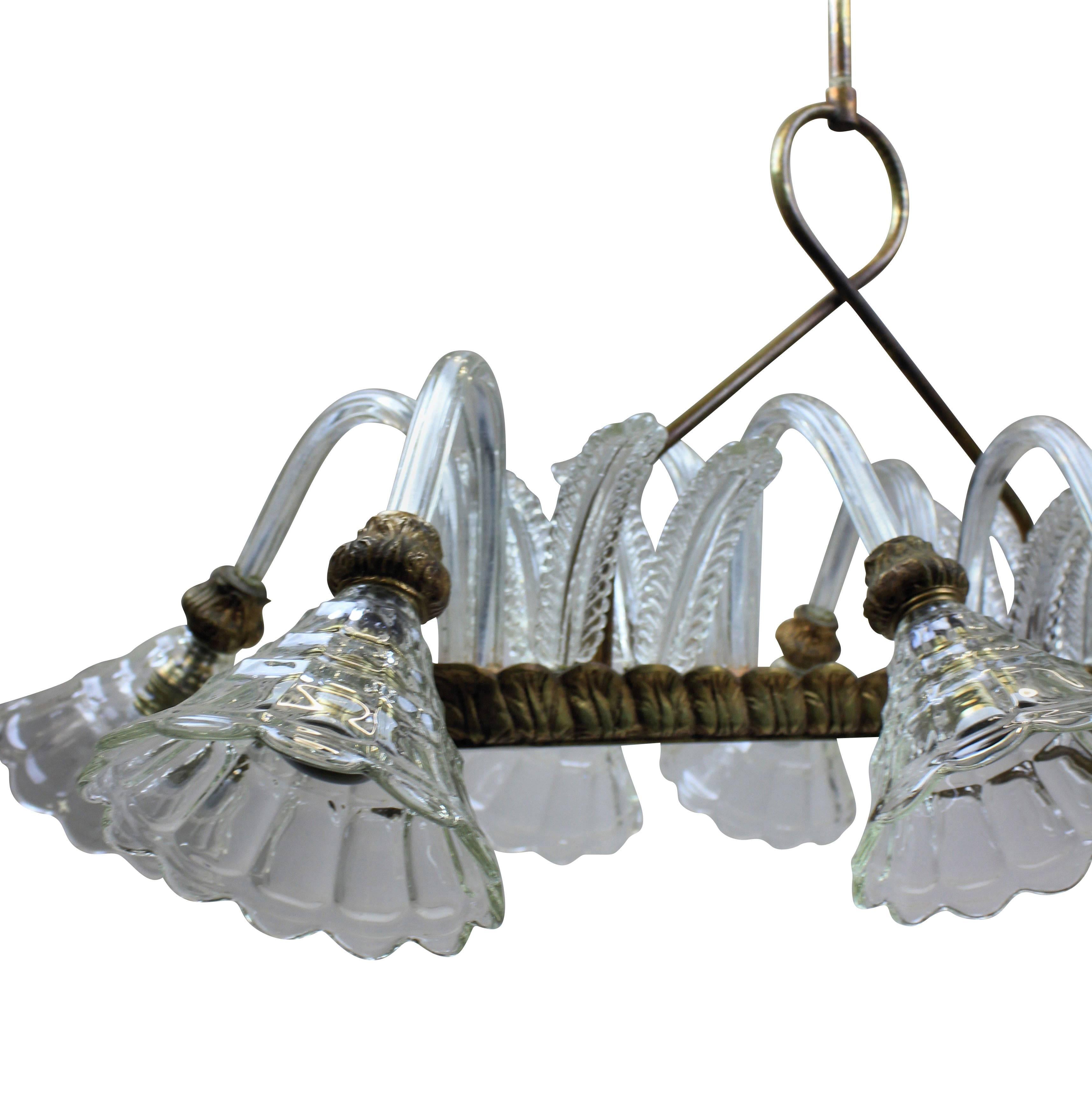 1940s Rectangular Pendant Light by Barovier In Good Condition In London, GB