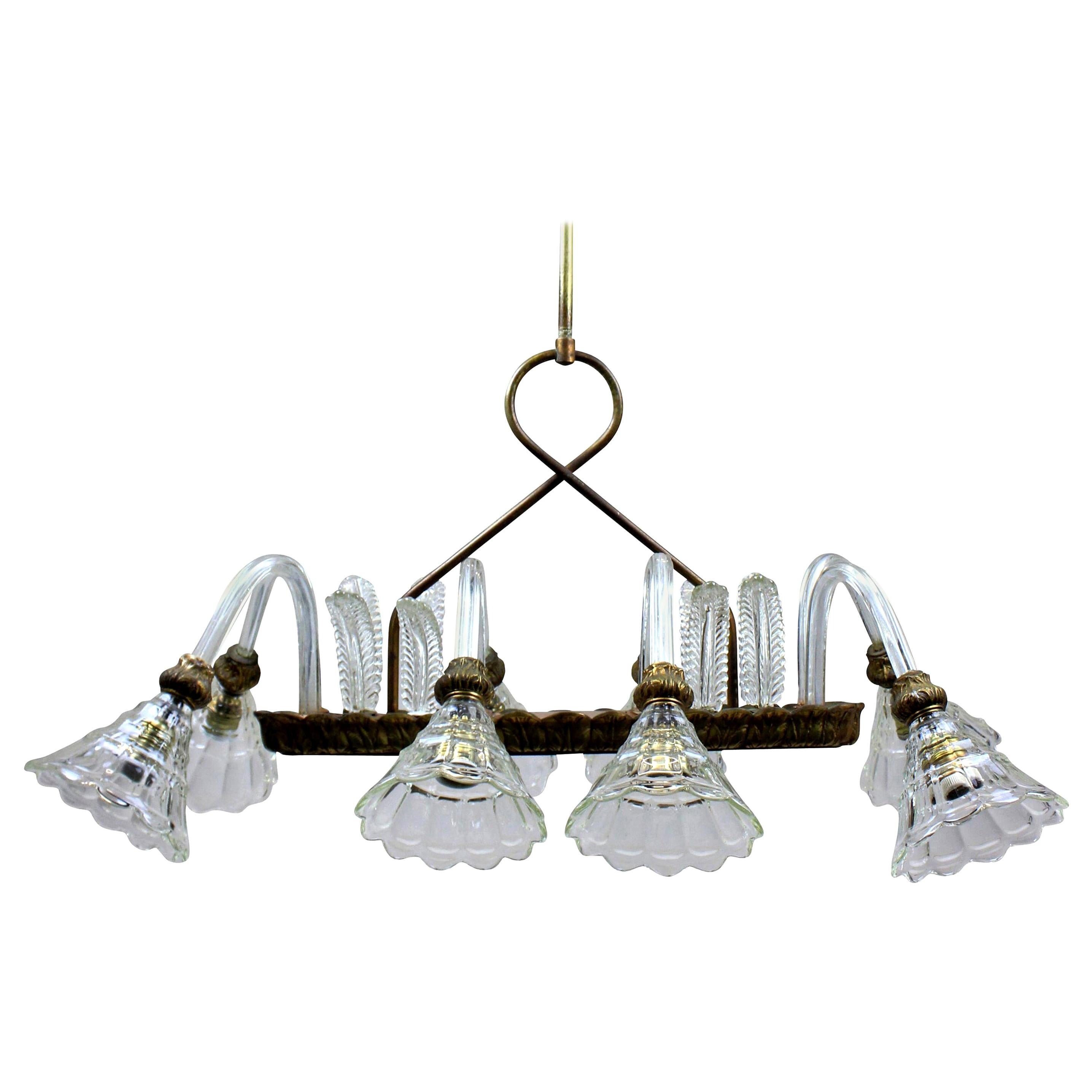 1940s Rectangular Pendant Light by Barovier